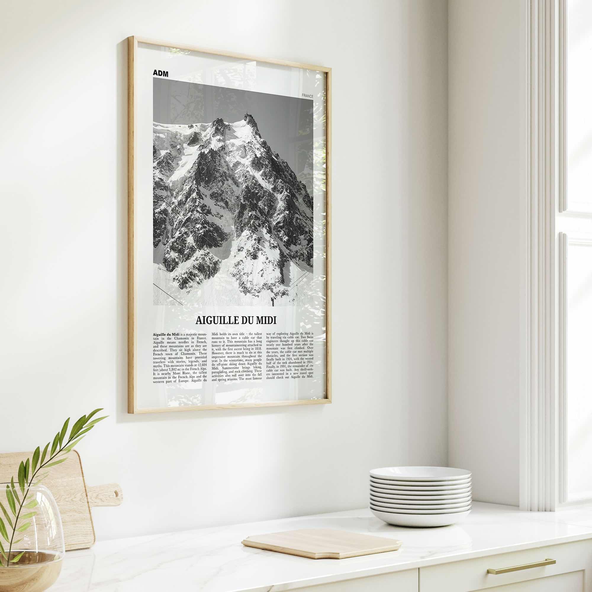 Aiguille du Midi Print Black and White, Aiguille du Midi Wall Art, Aiguille du Midi Poster, Aiguille du Midi Photo, Aiguille Décor, France