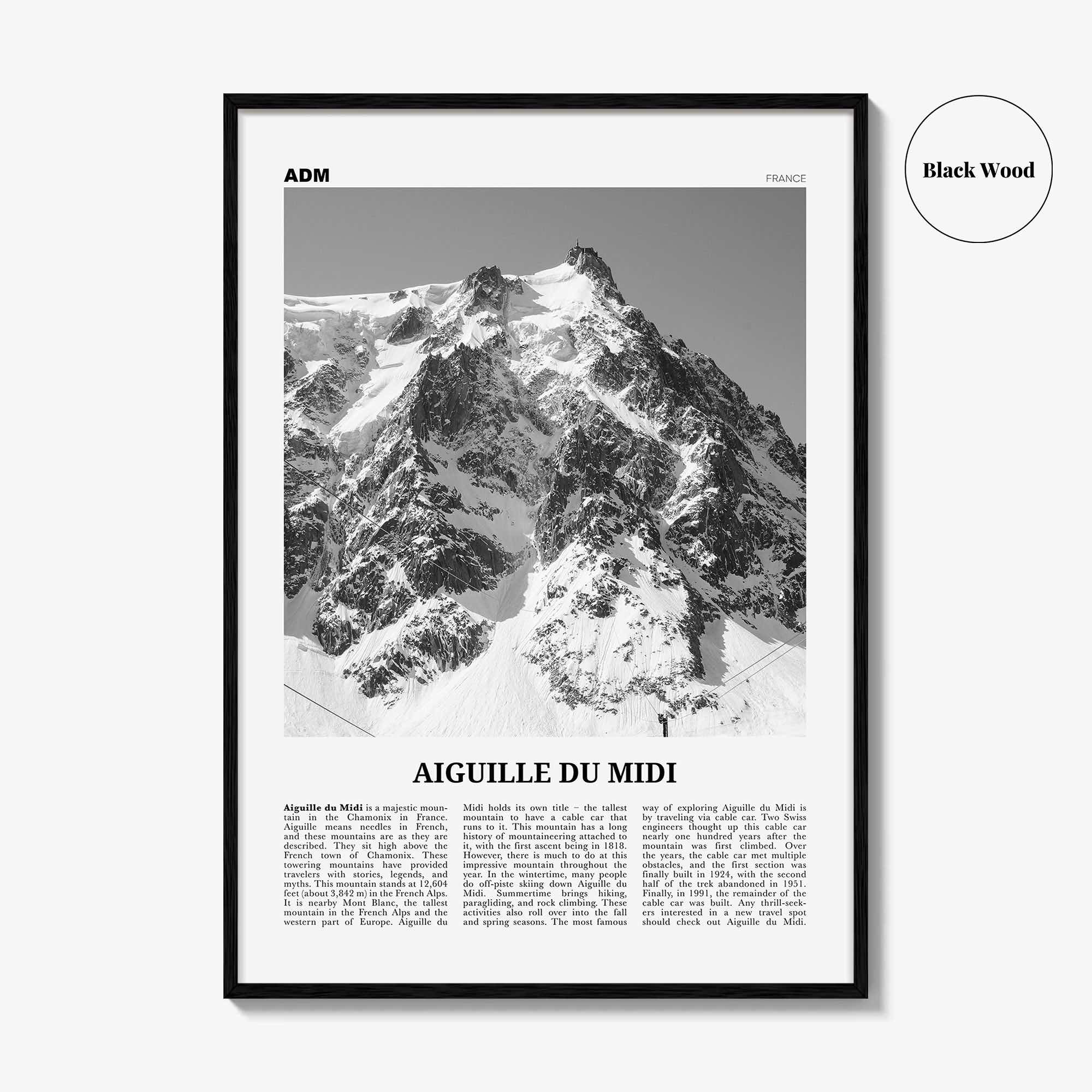 Aiguille du Midi Print Black and White, Aiguille du Midi Wall Art, Aiguille du Midi Poster, Aiguille du Midi Photo, Aiguille Décor, France
