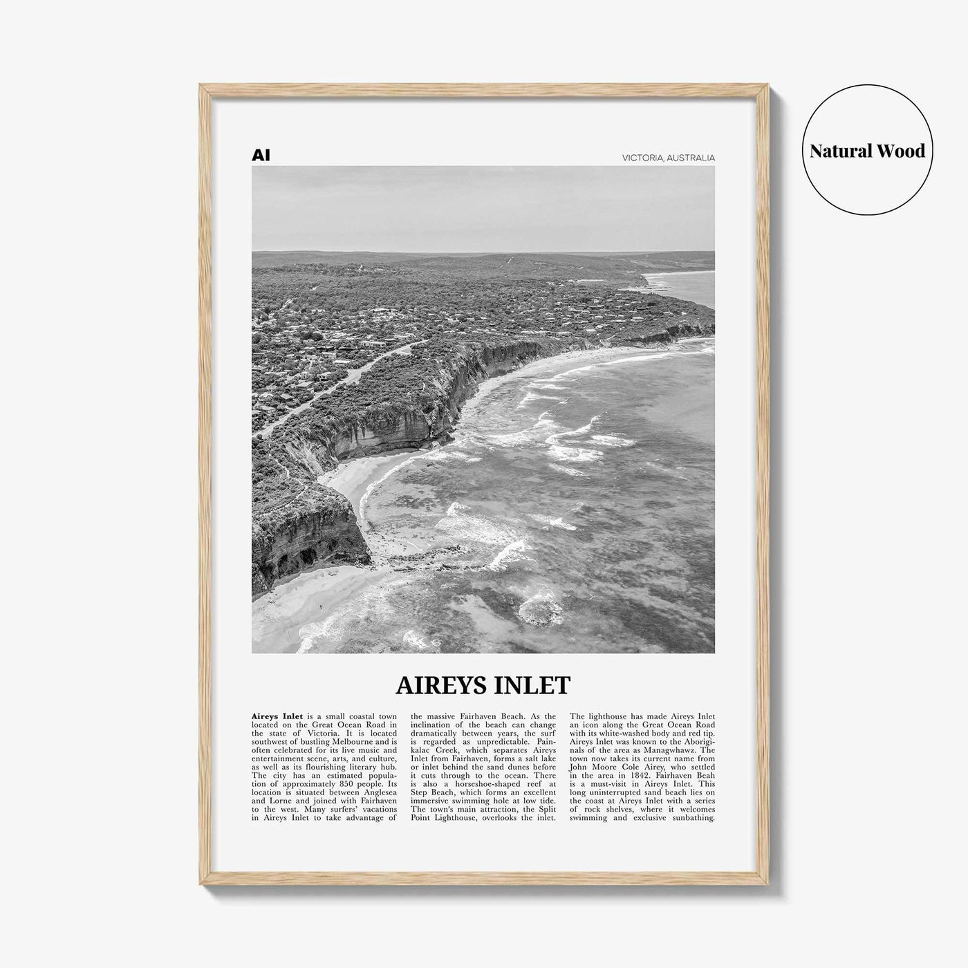 Aireys Inlet Print Black and White, Aireys Inlet Wall Art, Aireys Inlet Poster, Aireys Inlet Photo, Aireys Inlet Decor, Victoria, Australia