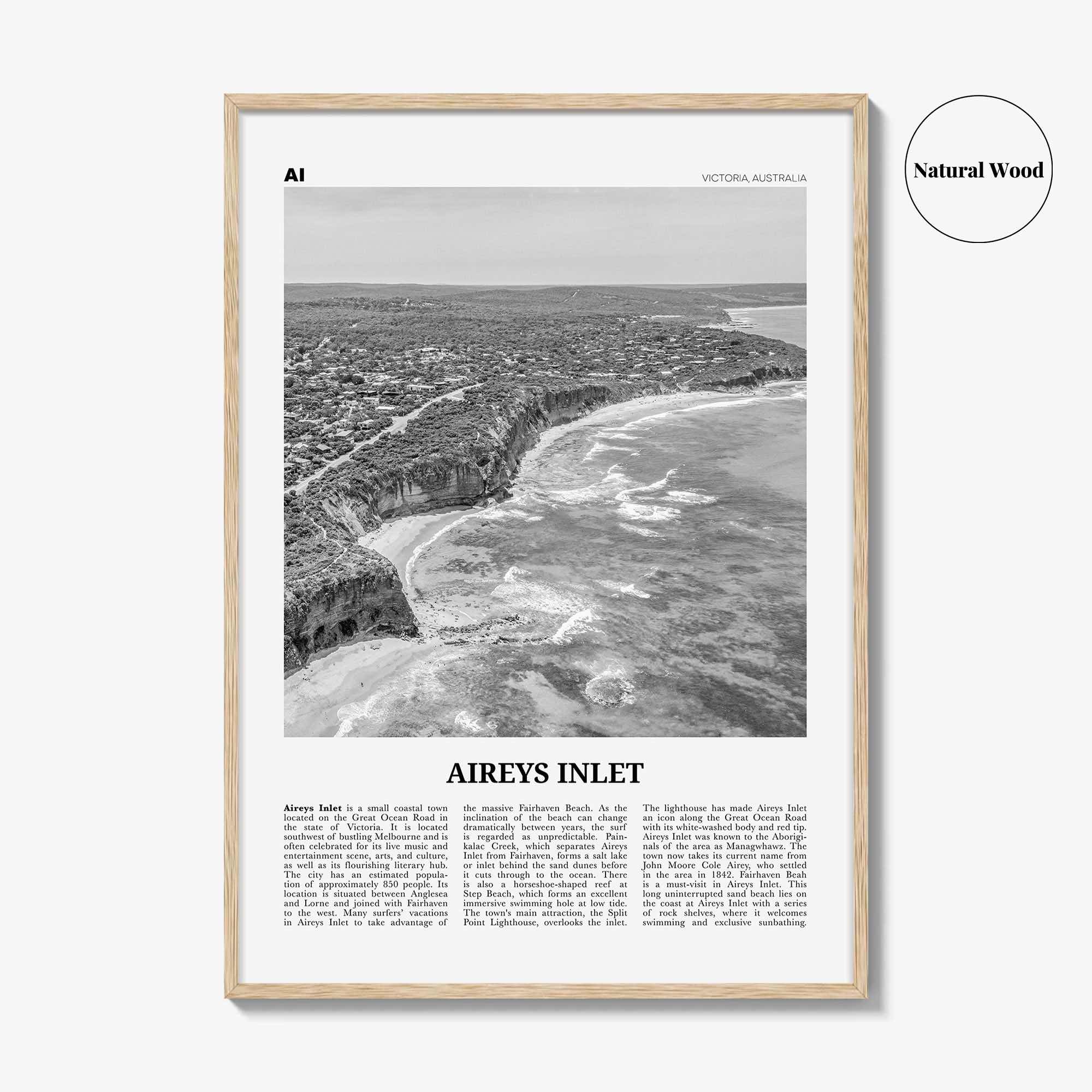 Aireys Inlet Print Black and White, Aireys Inlet Wall Art, Aireys Inlet Poster, Aireys Inlet Photo, Aireys Inlet Decor, Victoria, Australia