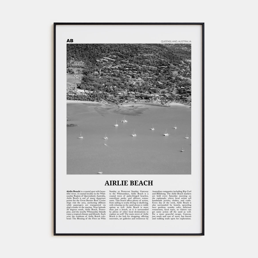 Airlie Beach Travel B&W Poster