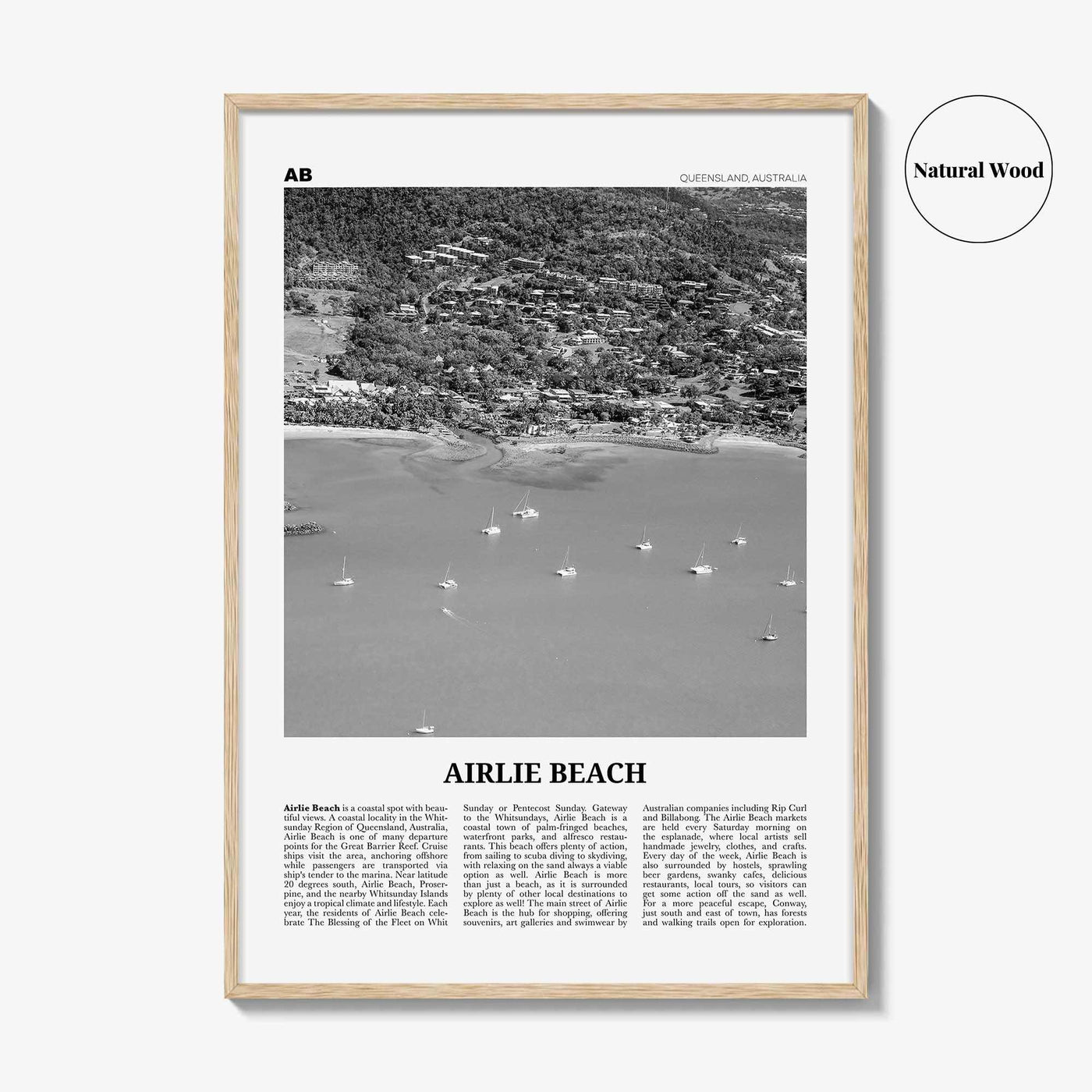 Airlie Beach Print Black and White, Airlie Beach Wall Art, Airlie Beach Poster, Airlie Beach Photo, Queensland, Australia Oceania