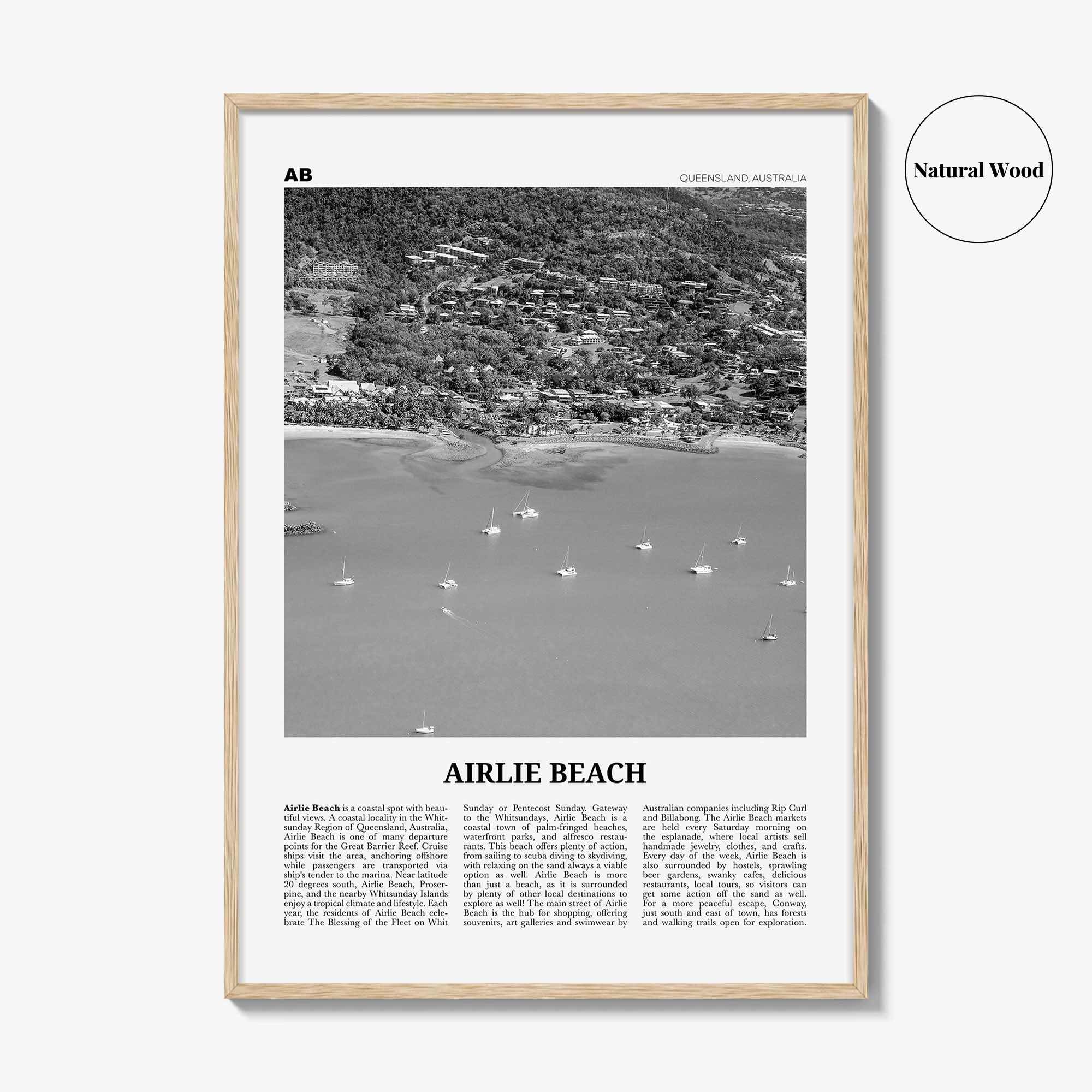 Airlie Beach Print Black and White, Airlie Beach Wall Art, Airlie Beach Poster, Airlie Beach Photo, Queensland, Australia Oceania