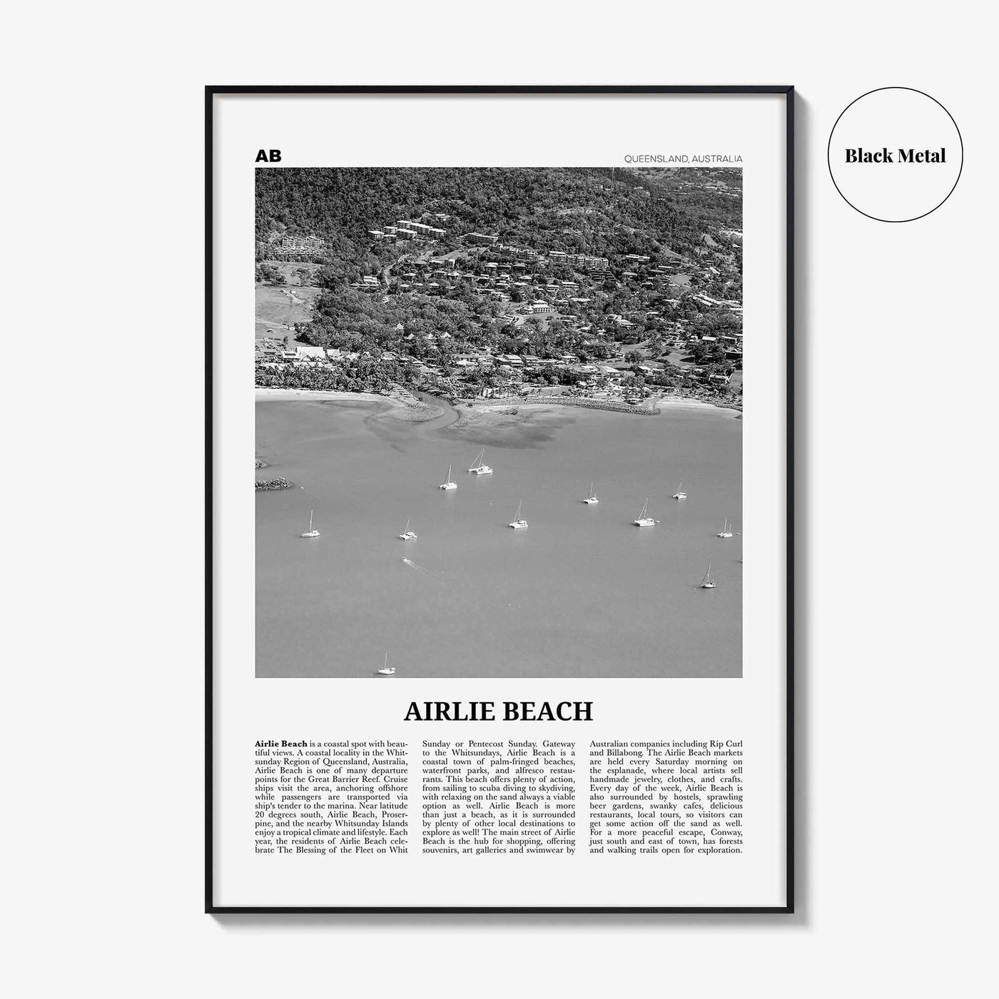 Airlie Beach Print Black and White, Airlie Beach Wall Art, Airlie Beach Poster, Airlie Beach Photo, Queensland, Australia Oceania
