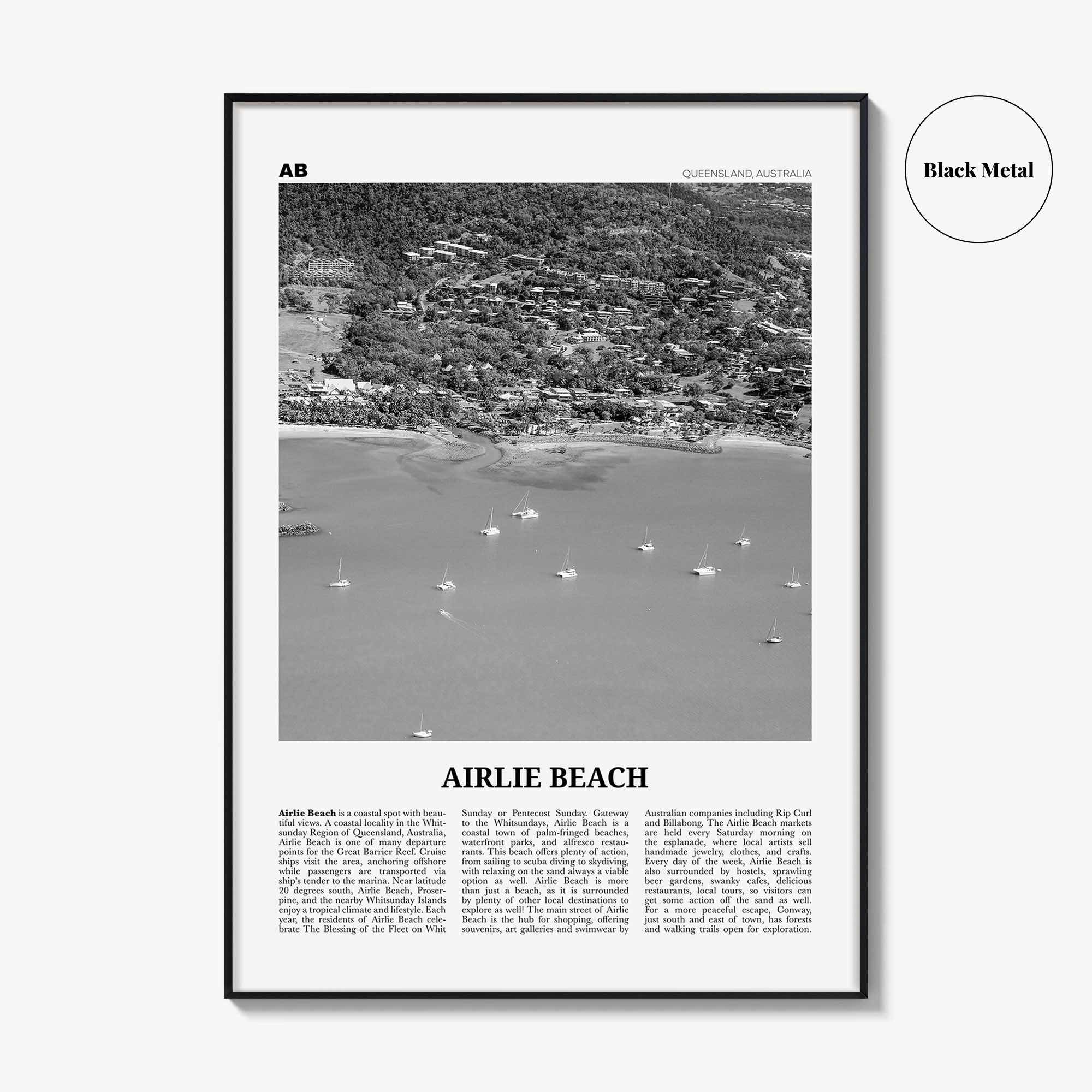 Airlie Beach Print Black and White, Airlie Beach Wall Art, Airlie Beach Poster, Airlie Beach Photo, Queensland, Australia Oceania