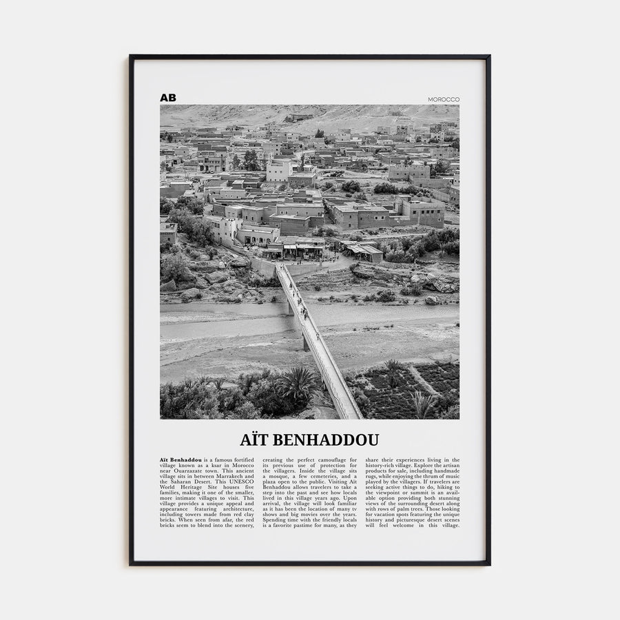 Aït Benhaddou Travel B&W Poster