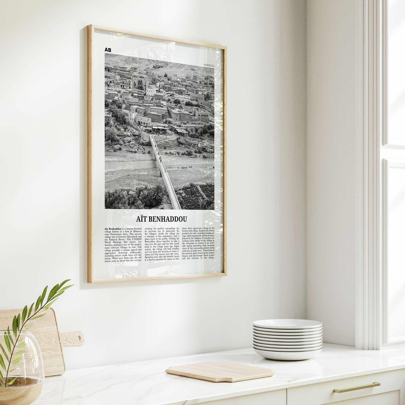 Ait Benhaddou Print Black and White, Ait Benhaddou Wall Art, Aït Benhaddou Poster, Aït Benhaddou Photo, Aït Benhaddou Map, Morocco