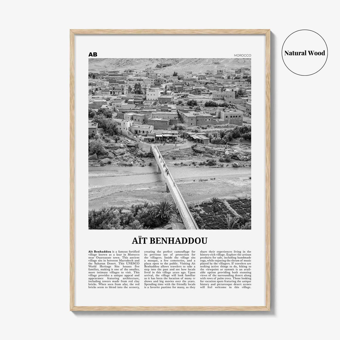 Ait Benhaddou Print Black and White, Ait Benhaddou Wall Art, Aït Benhaddou Poster, Aït Benhaddou Photo, Aït Benhaddou Map, Morocco