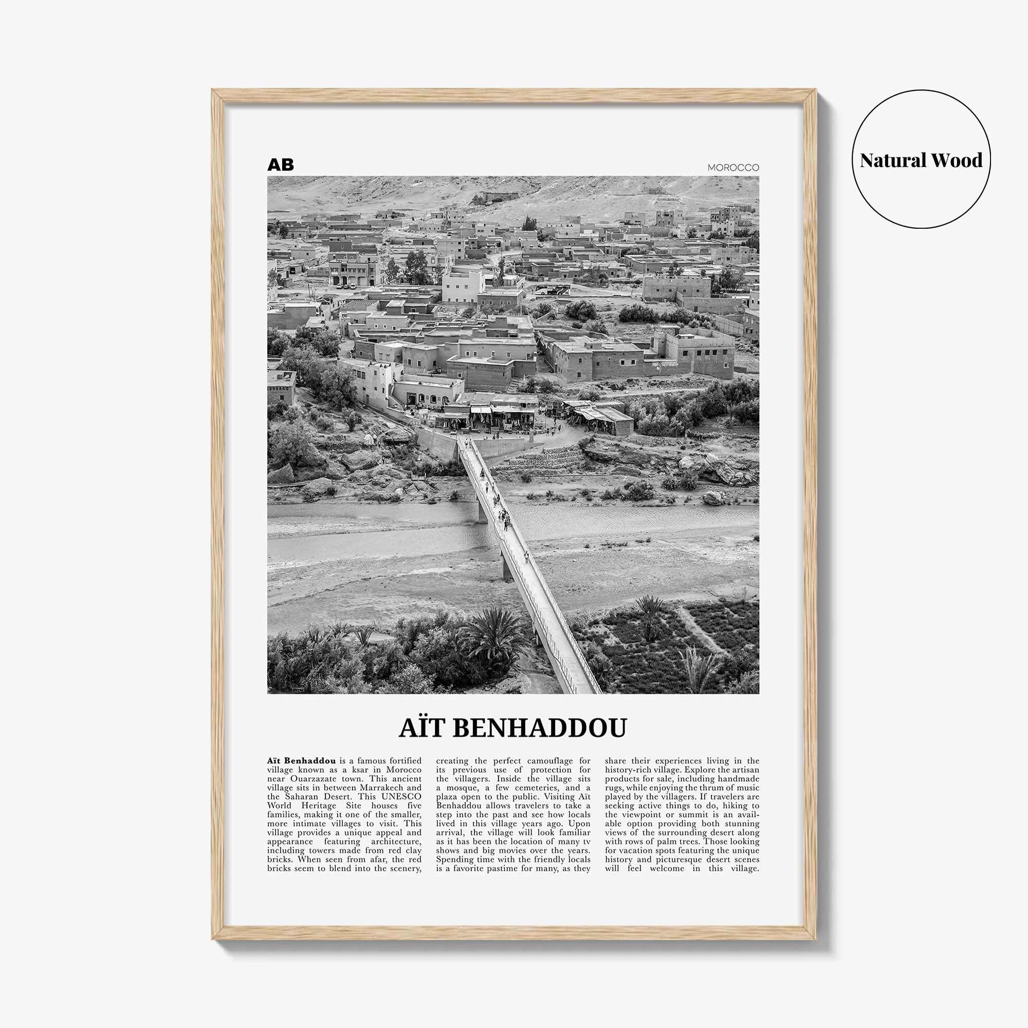 Ait Benhaddou Print Black and White, Ait Benhaddou Wall Art, Aït Benhaddou Poster, Aït Benhaddou Photo, Aït Benhaddou Map, Morocco