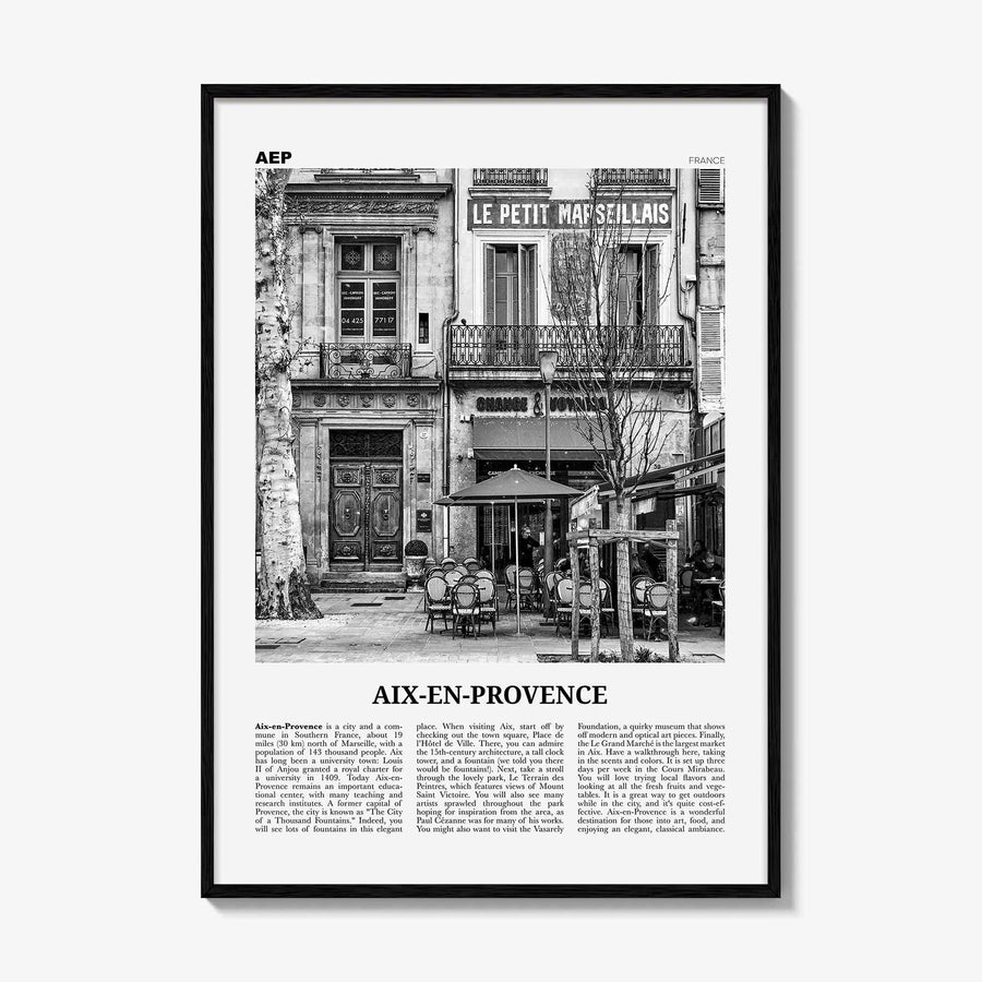Aix En Provence Print Black and White No 1, Aix-en-Provence Wall Art, Aix-en-Provence Poster, Aix-en-Provence Photo, France, Côte d'Azur