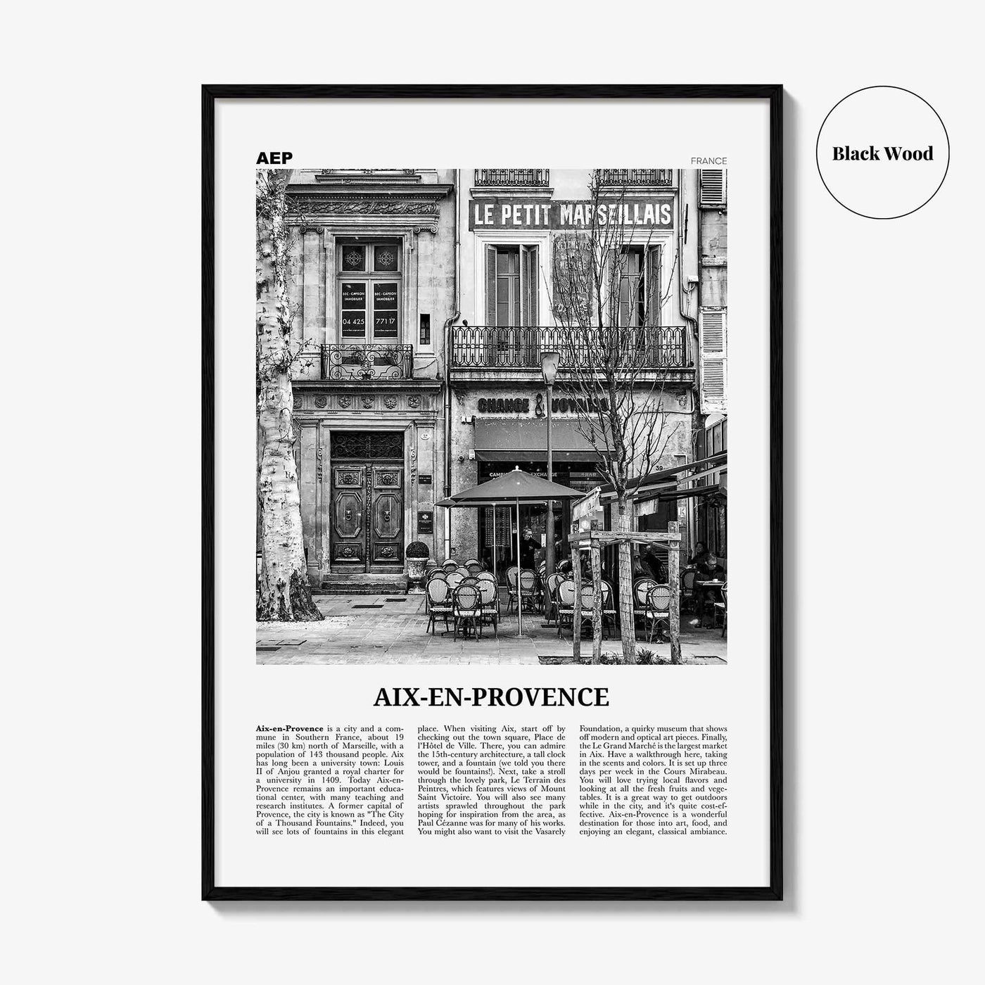 Aix En Provence Print Black and White No 1, Aix-en-Provence Wall Art, Aix-en-Provence Poster, Aix-en-Provence Photo, France, Côte d'Azur