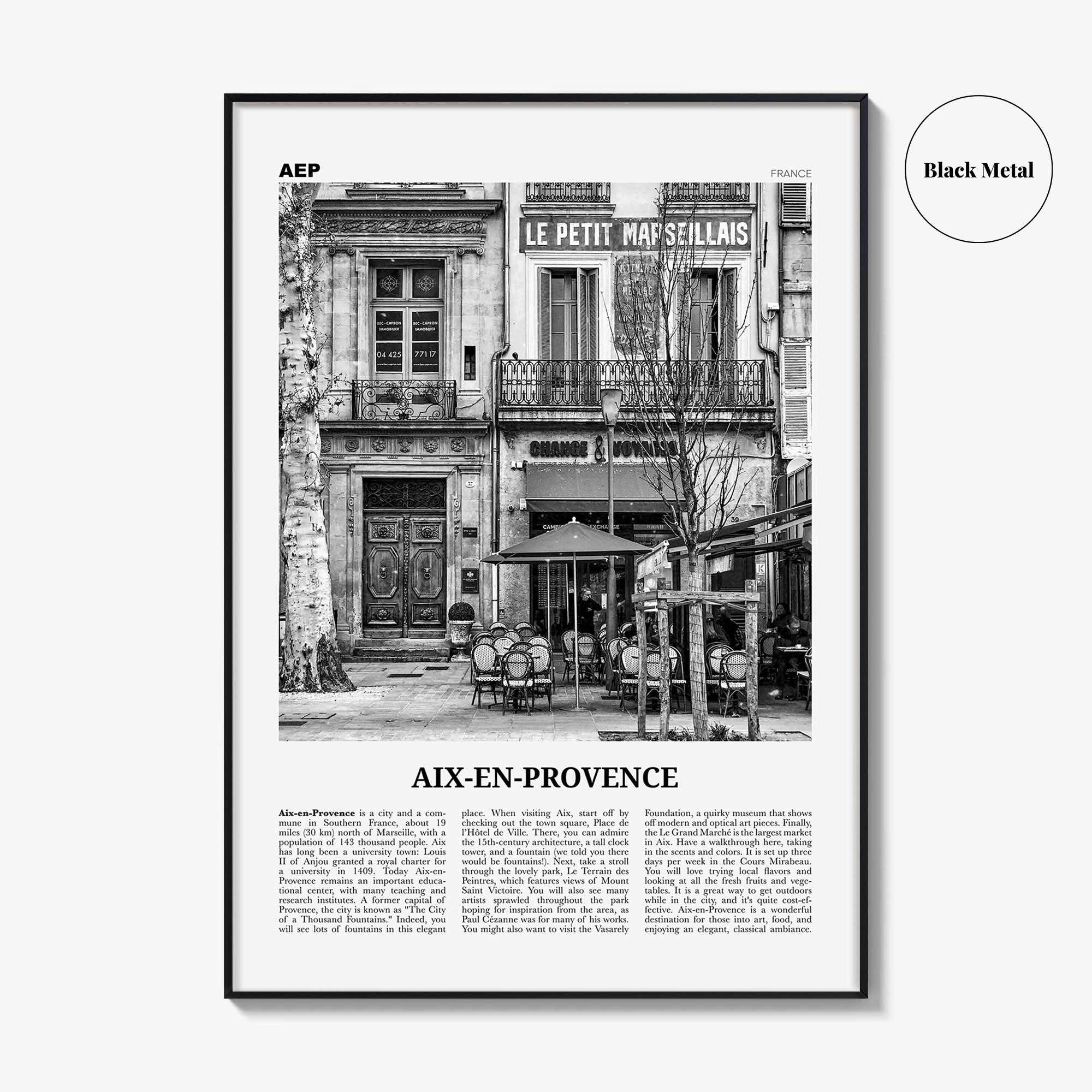 Aix En Provence Print Black and White No 1, Aix-en-Provence Wall Art, Aix-en-Provence Poster, Aix-en-Provence Photo, France, Côte d'Azur