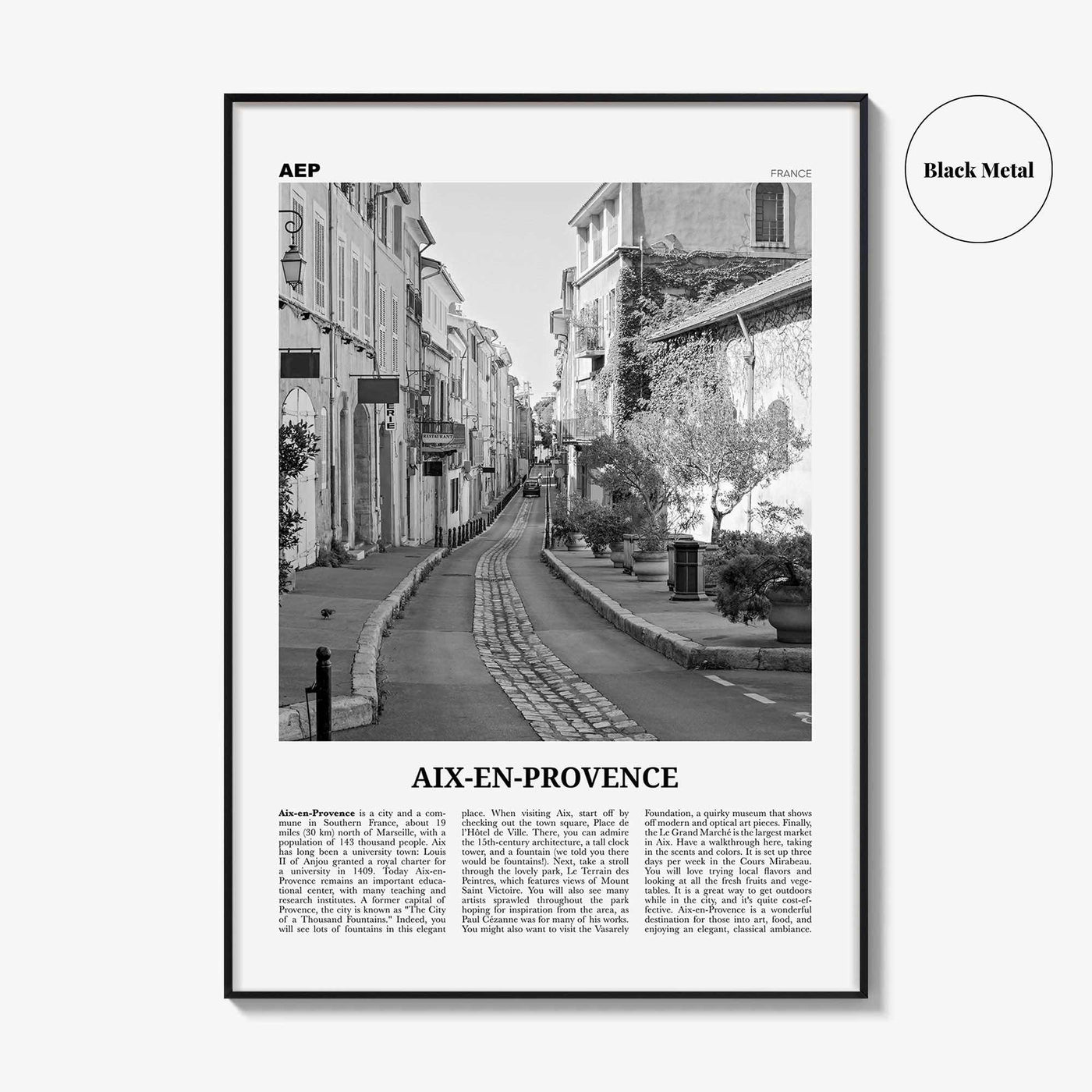Aix En Provence Print Black and White No 2, Aix-en-Provence Wall Art, Aix-en-Provence Poster, Aix-en-Provence Photo, France, Côte d'Azur