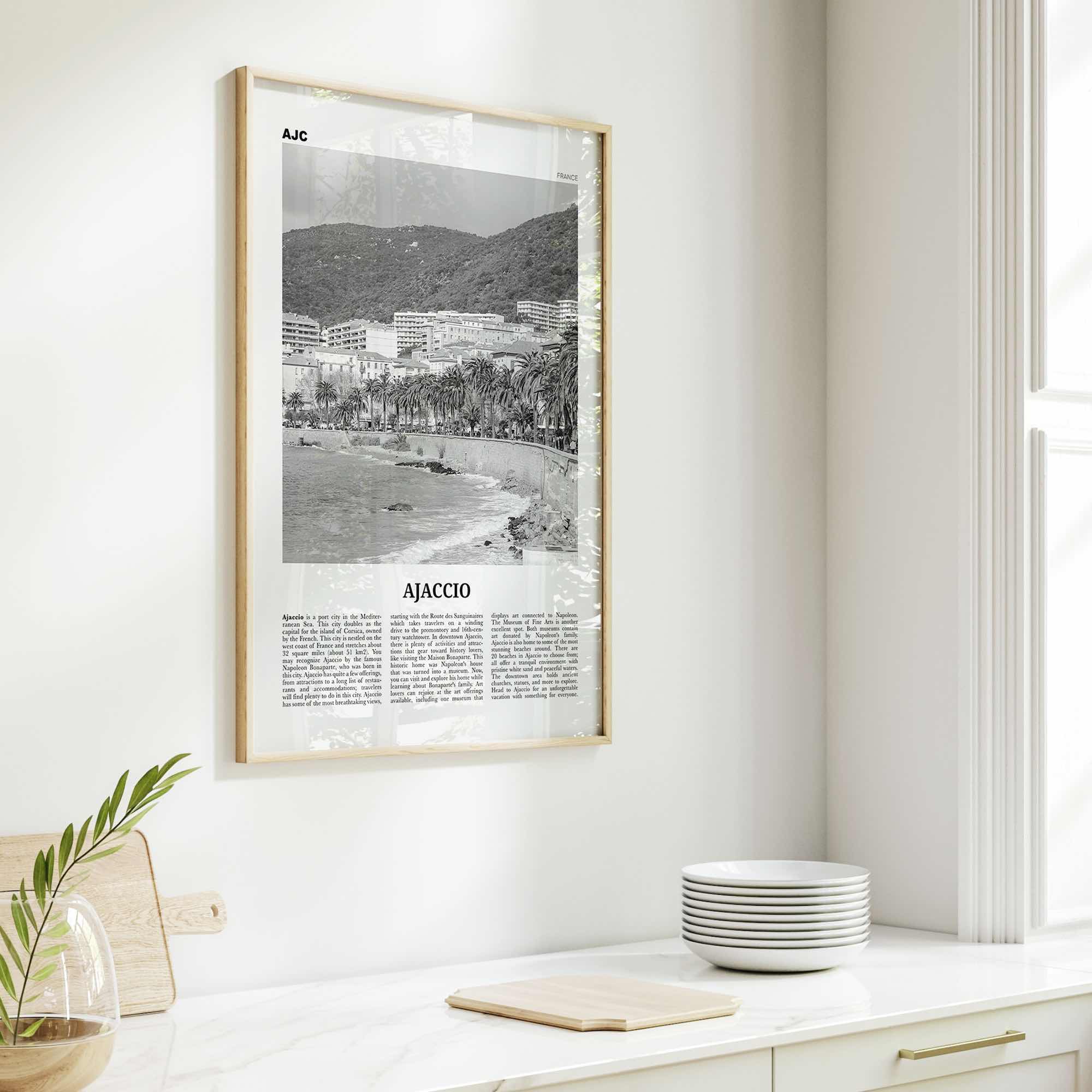 Ajaccio Print Black and White, Ajaccio Wall Art, Ajaccio Poster, Ajaccio Photo, Ajaccio Wall Décor, Ajaccio Map, France