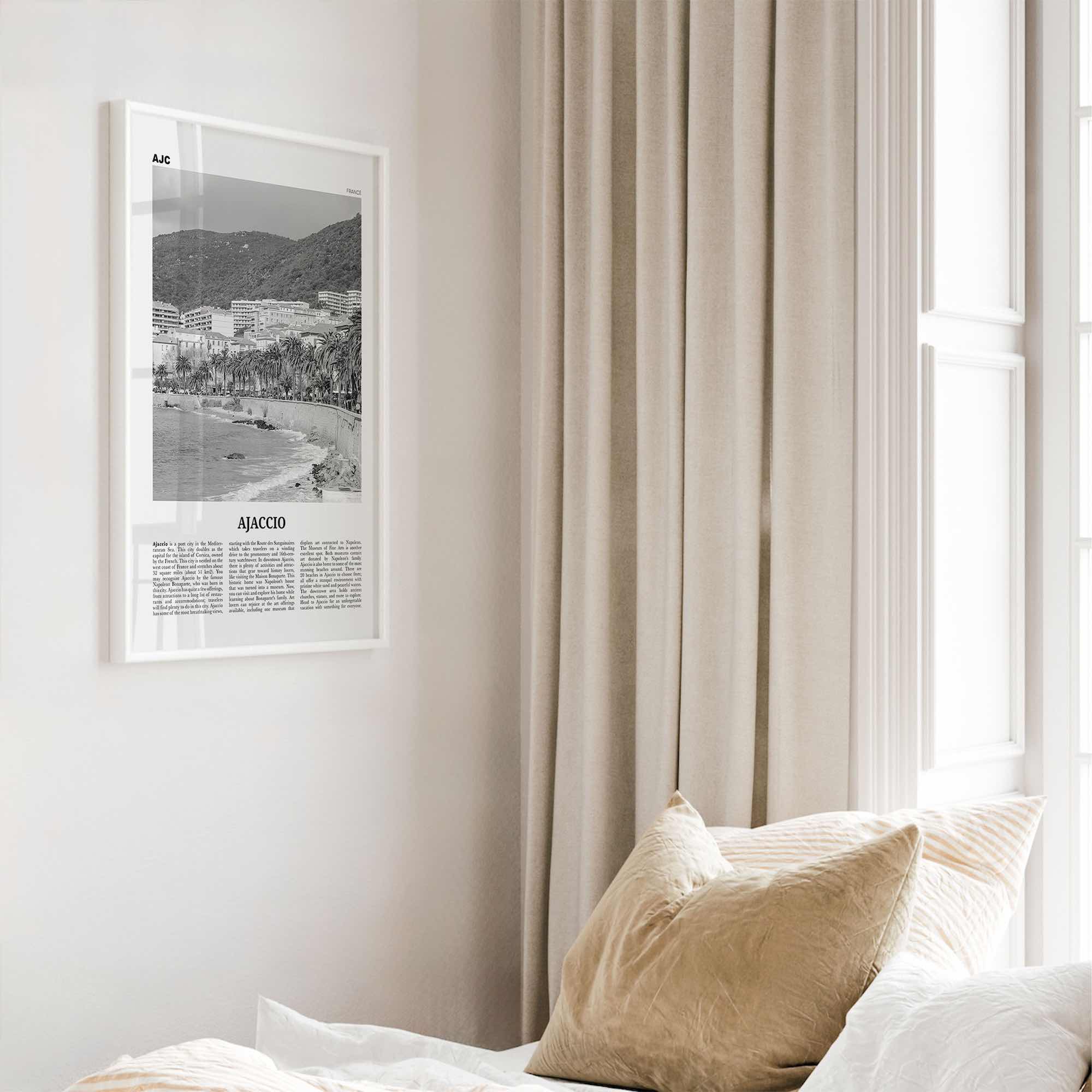 Ajaccio Print Black and White, Ajaccio Wall Art, Ajaccio Poster, Ajaccio Photo, Ajaccio Wall Décor, Ajaccio Map, France