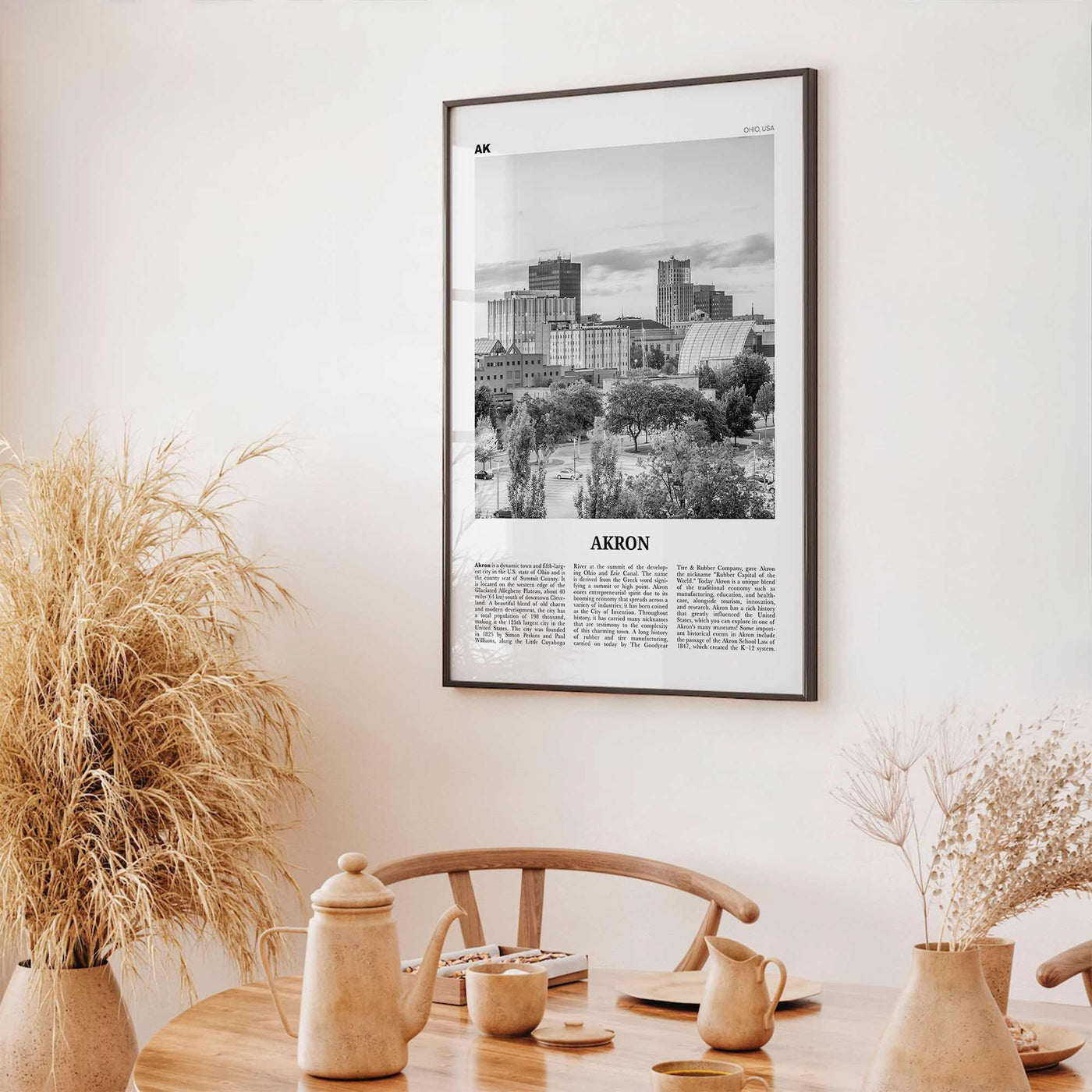 Akron Print Black and White, Akron Wall Art, Akron Poster, Akron Photo, Akron Wall Décor, Ohio, USA, United States, North America