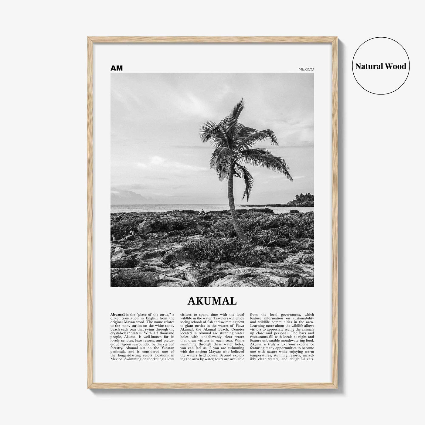 Akumal Print Black and White, Akumal Wall Art, Akumal Poster, Akumal Photo, Akumal Map, Akumal Wall Decor, Mexico