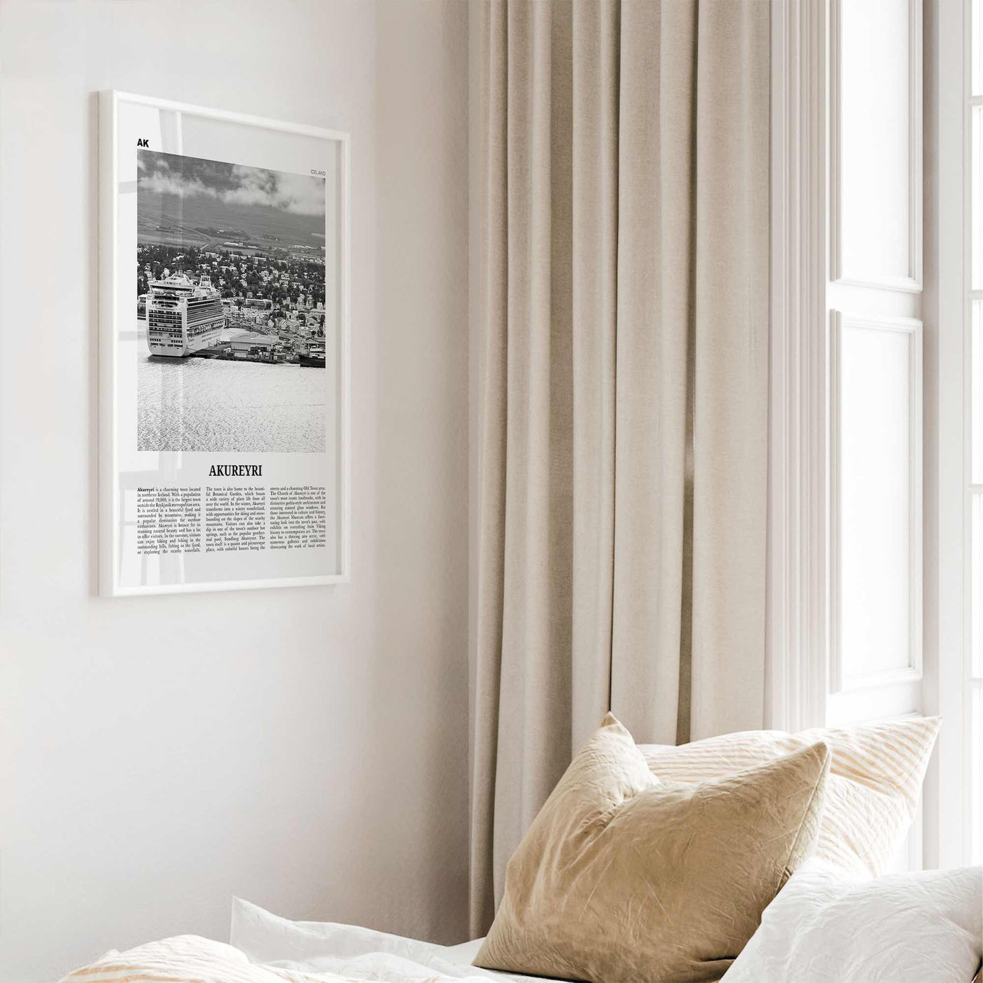 Akureyri Print Black and White, Akureyri Wall Art, Akureyri Poster, Akureyri Photo, Akureyri Wall Décor, Akureyri Map, Iceland