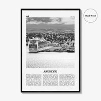 Akureyri Print Black and White, Akureyri Wall Art, Akureyri Poster, Akureyri Photo, Akureyri Wall Décor, Akureyri Map, Iceland