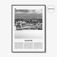 Akureyri Print Black and White, Akureyri Wall Art, Akureyri Poster, Akureyri Photo, Akureyri Wall Décor, Akureyri Map, Iceland