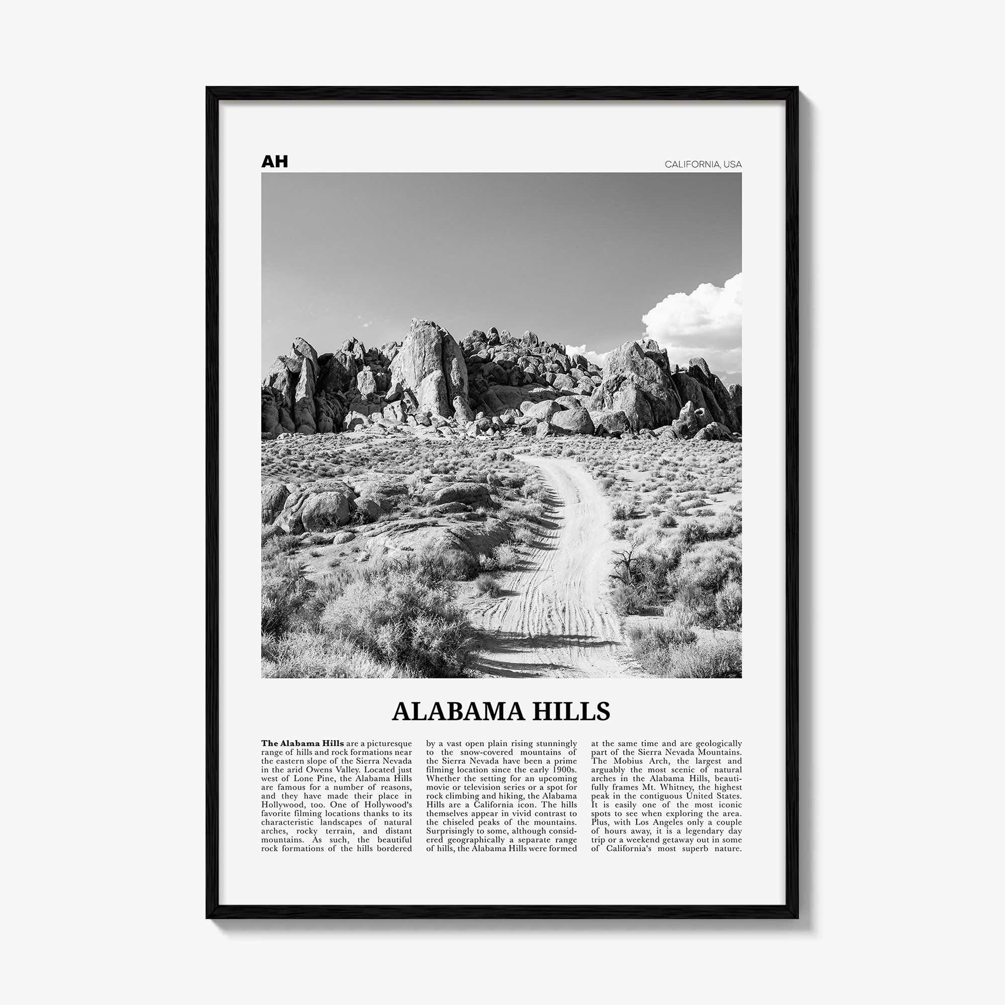 Alabama Hills Print Black and White, Alabama Hills Wall Art, Alabama Hills Poster, Alabama Hills Photo, Alabama Hills Wall Décor, California