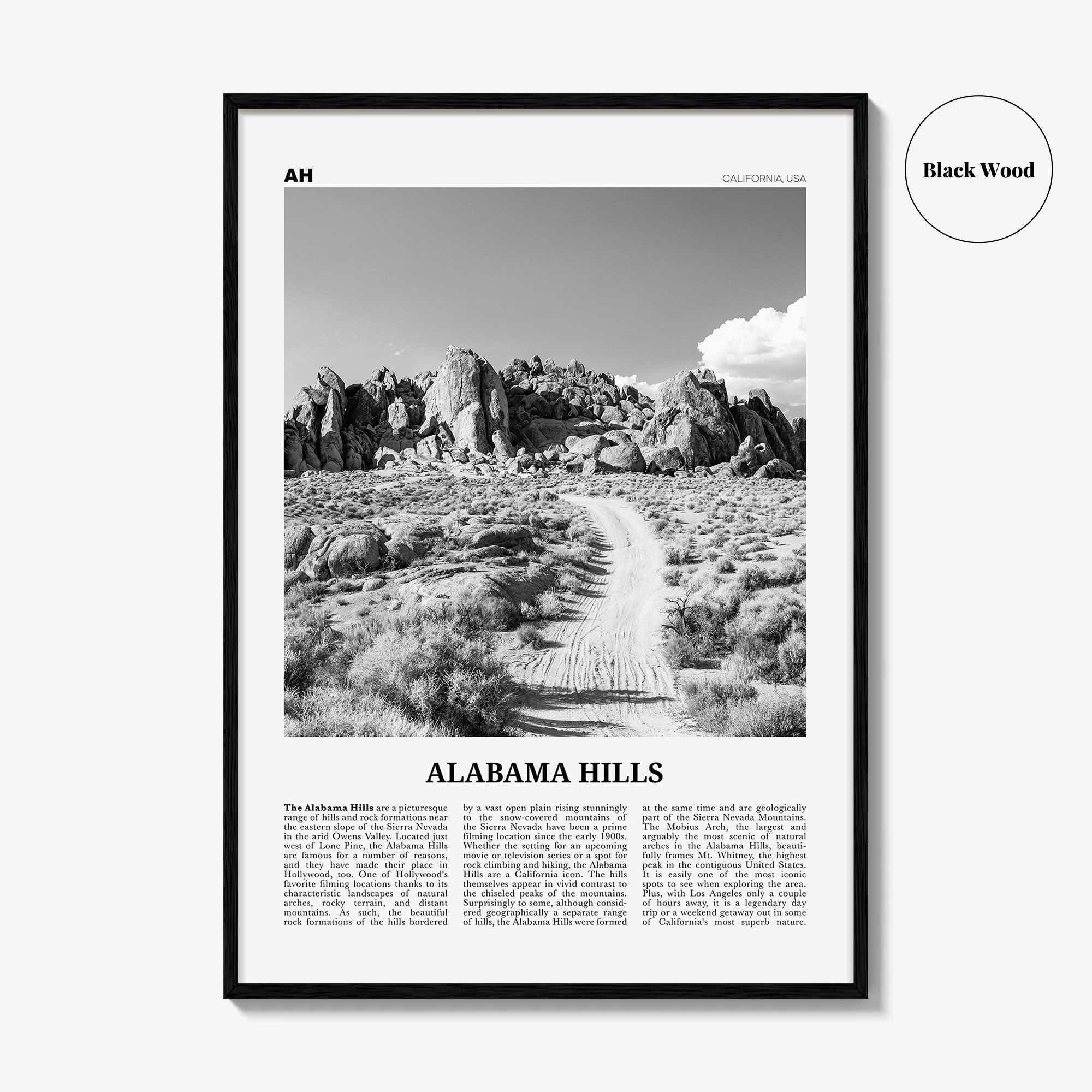 Alabama Hills Print Black and White, Alabama Hills Wall Art, Alabama Hills Poster, Alabama Hills Photo, Alabama Hills Wall Décor, California