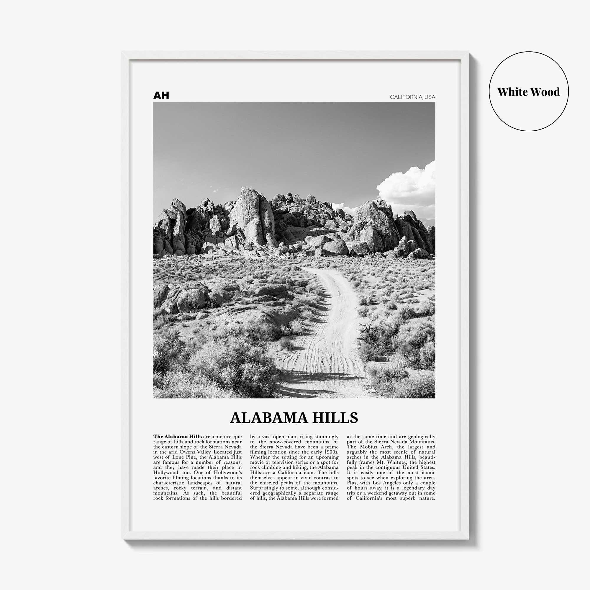 Alabama Hills Print Black and White, Alabama Hills Wall Art, Alabama Hills Poster, Alabama Hills Photo, Alabama Hills Wall Décor, California