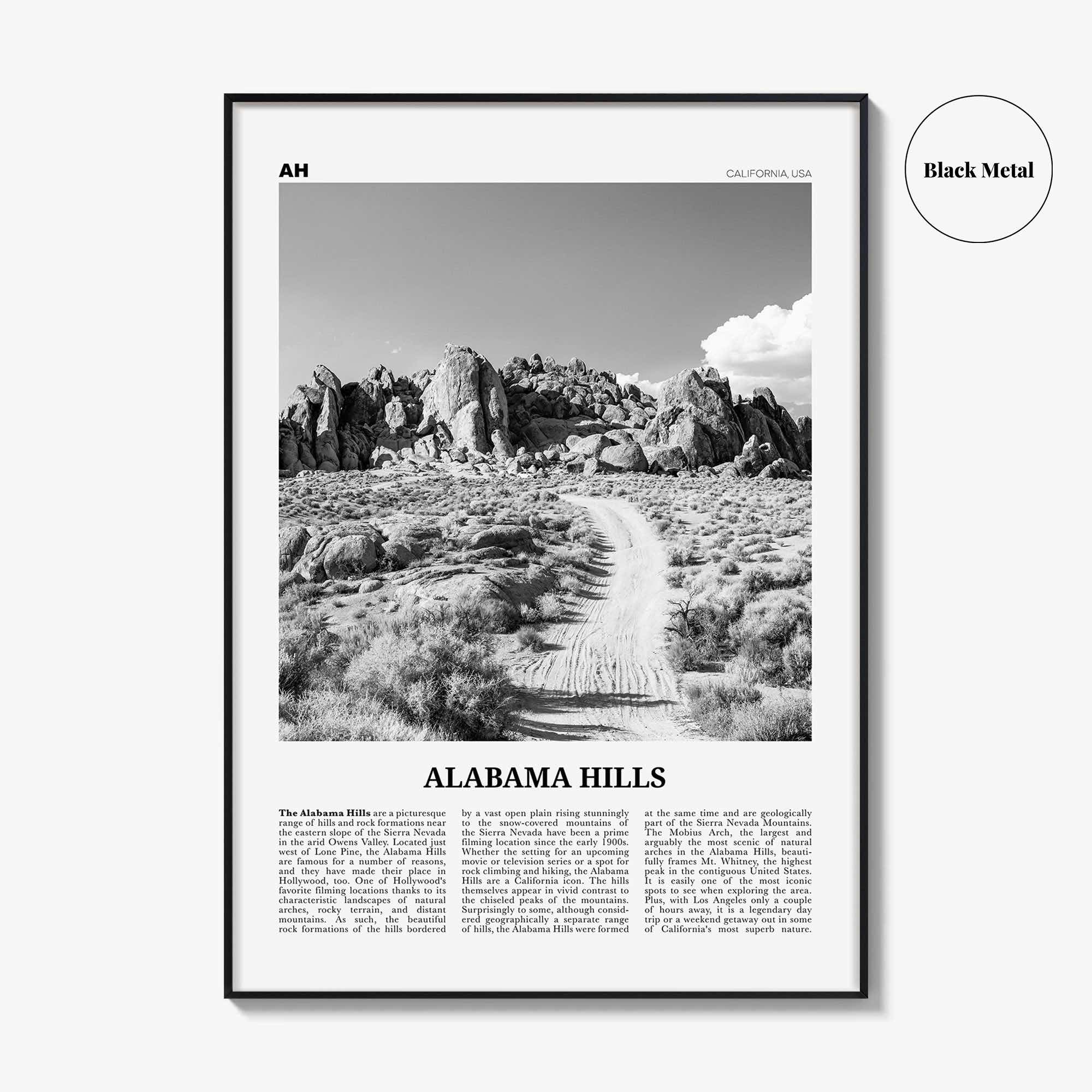 Alabama Hills Print Black and White, Alabama Hills Wall Art, Alabama Hills Poster, Alabama Hills Photo, Alabama Hills Wall Décor, California