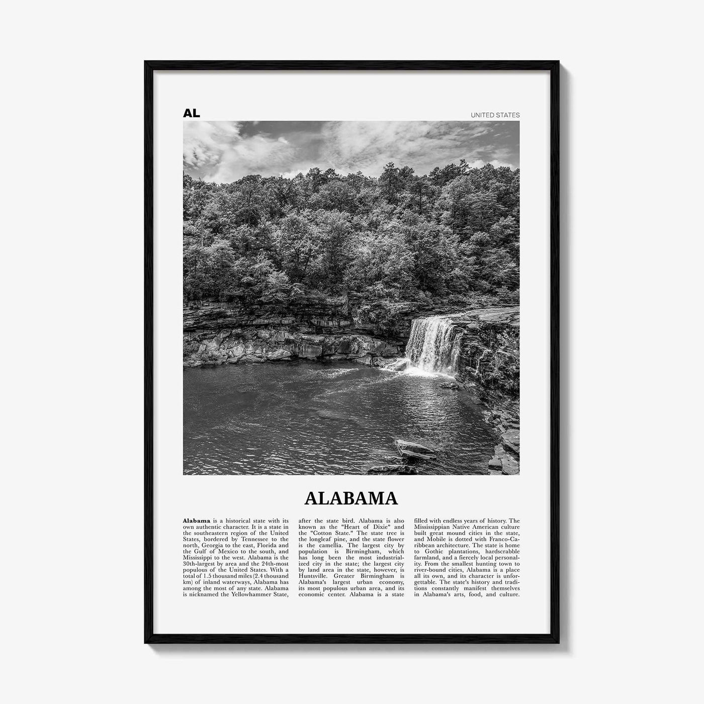 Alabama Print Black and White No 1, Alabama Wall Art, Alabama Poster, Alabama Photo, Alabama Wall Décor, Alabama Map, United States
