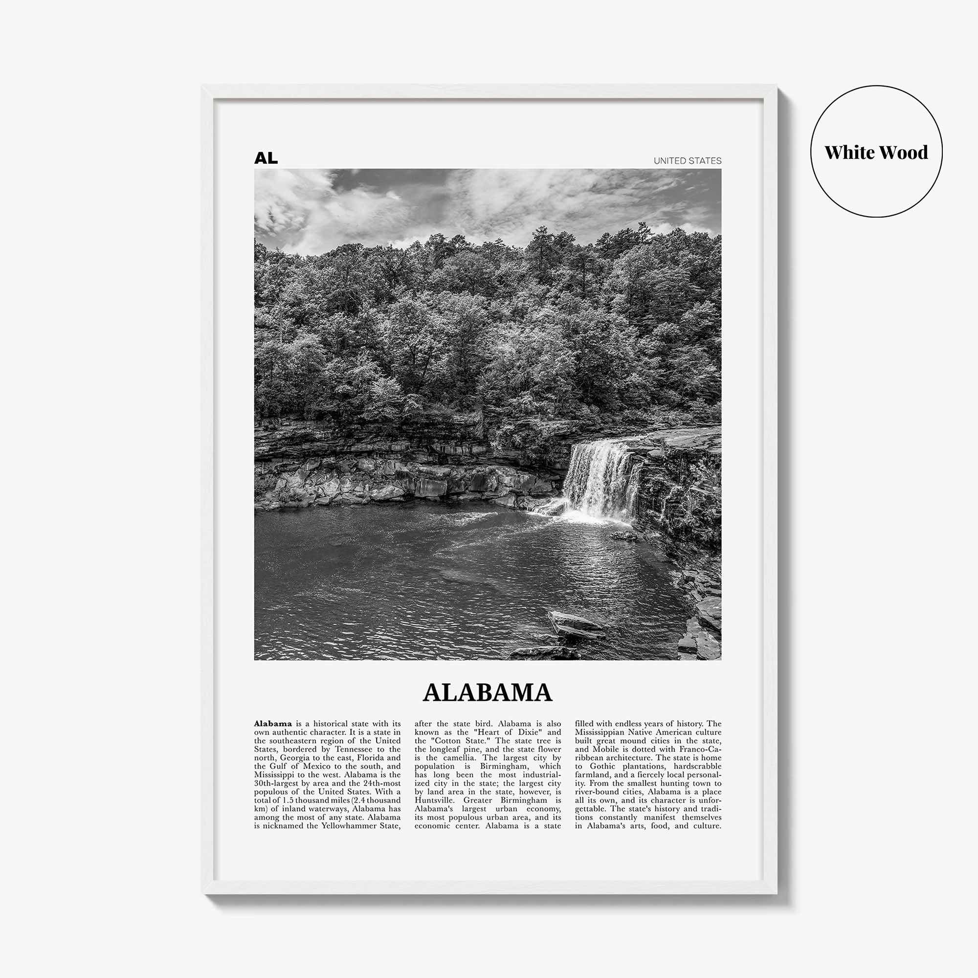 Alabama Print Black and White No 1, Alabama Wall Art, Alabama Poster, Alabama Photo, Alabama Wall Décor, Alabama Map, United States