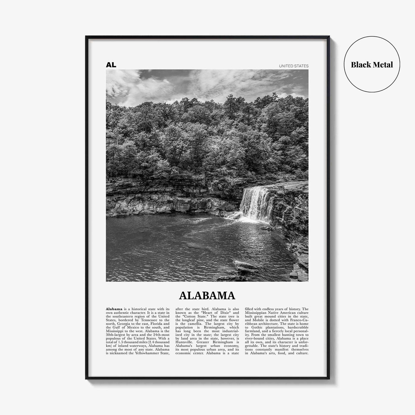 Alabama Print Black and White No 1, Alabama Wall Art, Alabama Poster, Alabama Photo, Alabama Wall Décor, Alabama Map, United States