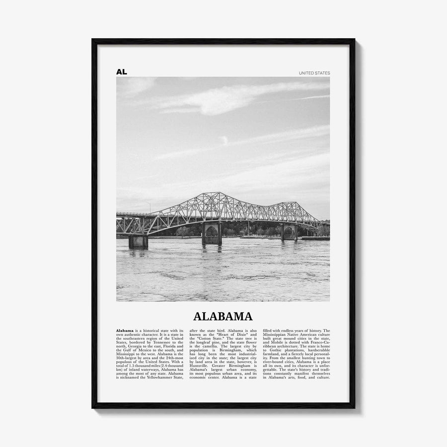 Alabama Print Black and White No 2, Alabama Wall Art, Alabama Poster, Alabama Photo, Alabama Wall Decor, USA, United States, North America