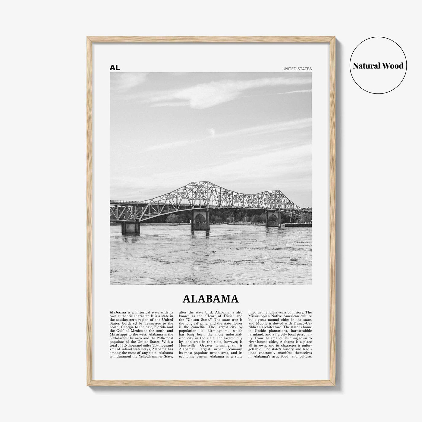 Alabama Print Black and White No 2, Alabama Wall Art, Alabama Poster, Alabama Photo, Alabama Wall Decor, USA, United States, North America