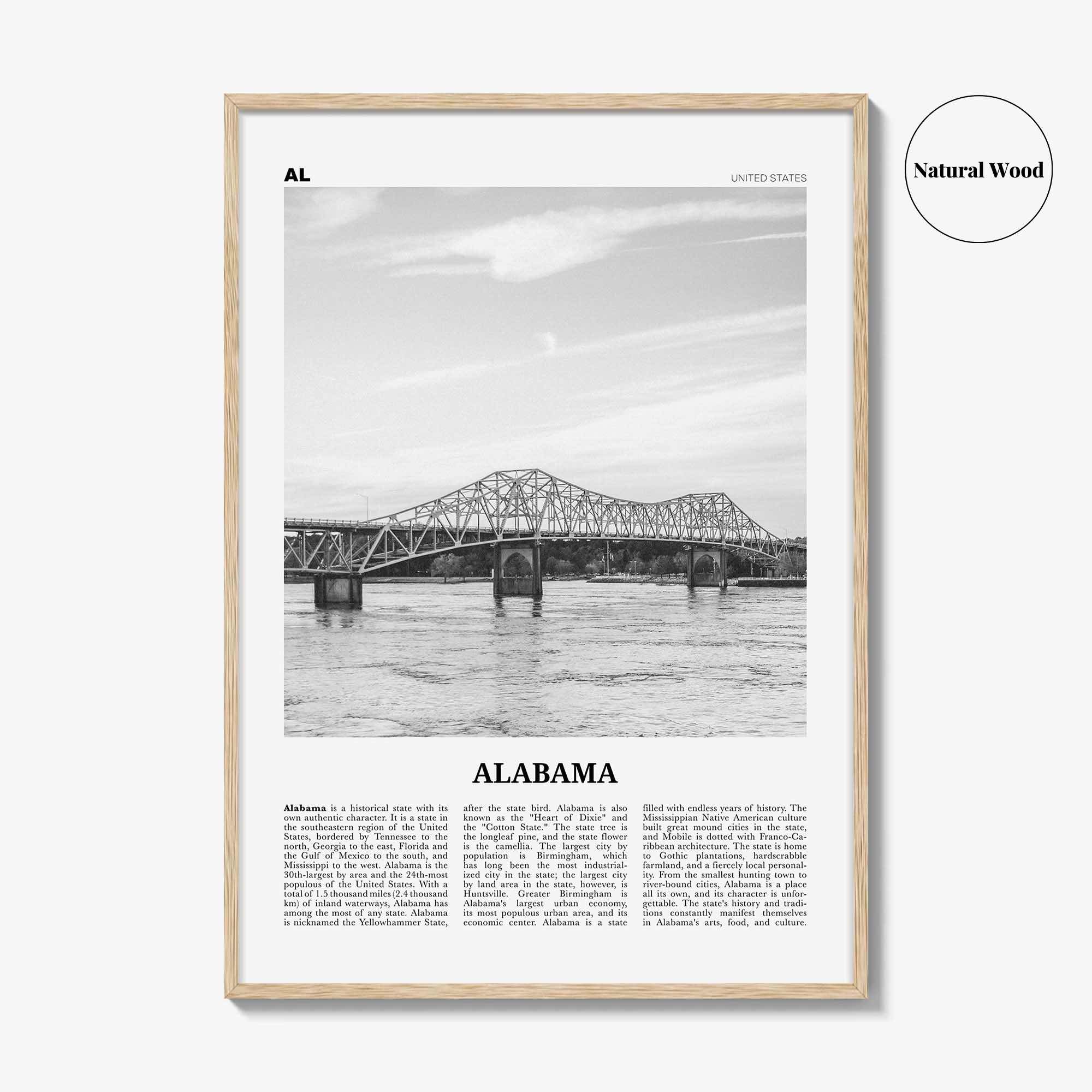 Alabama Print Black and White No 2, Alabama Wall Art, Alabama Poster, Alabama Photo, Alabama Wall Decor, USA, United States, North America