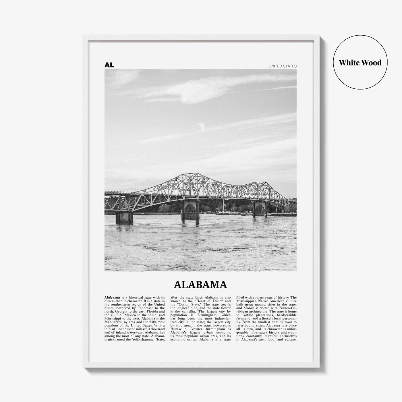 Alabama Print Black and White No 2, Alabama Wall Art, Alabama Poster, Alabama Photo, Alabama Wall Decor, USA, United States, North America