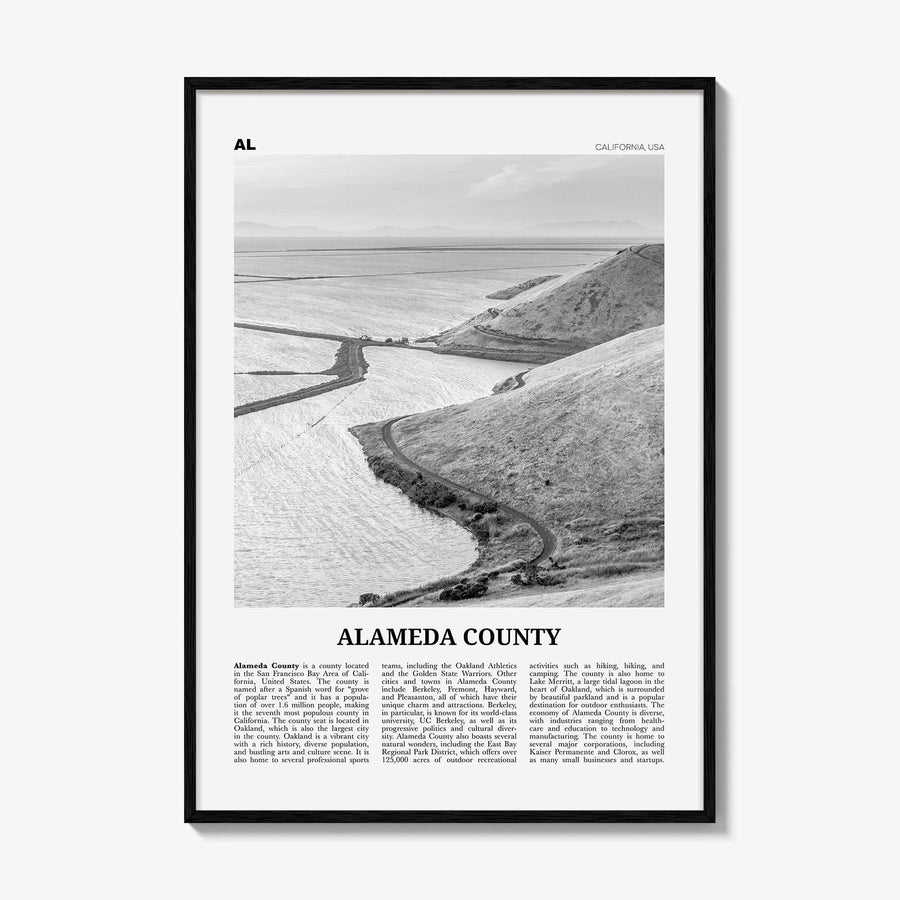 Alameda County Print Black and White, Alameda County Wall Art, Alameda County Poster, Alameda County Photo, Alameda Wall Décor, Alameda Map
