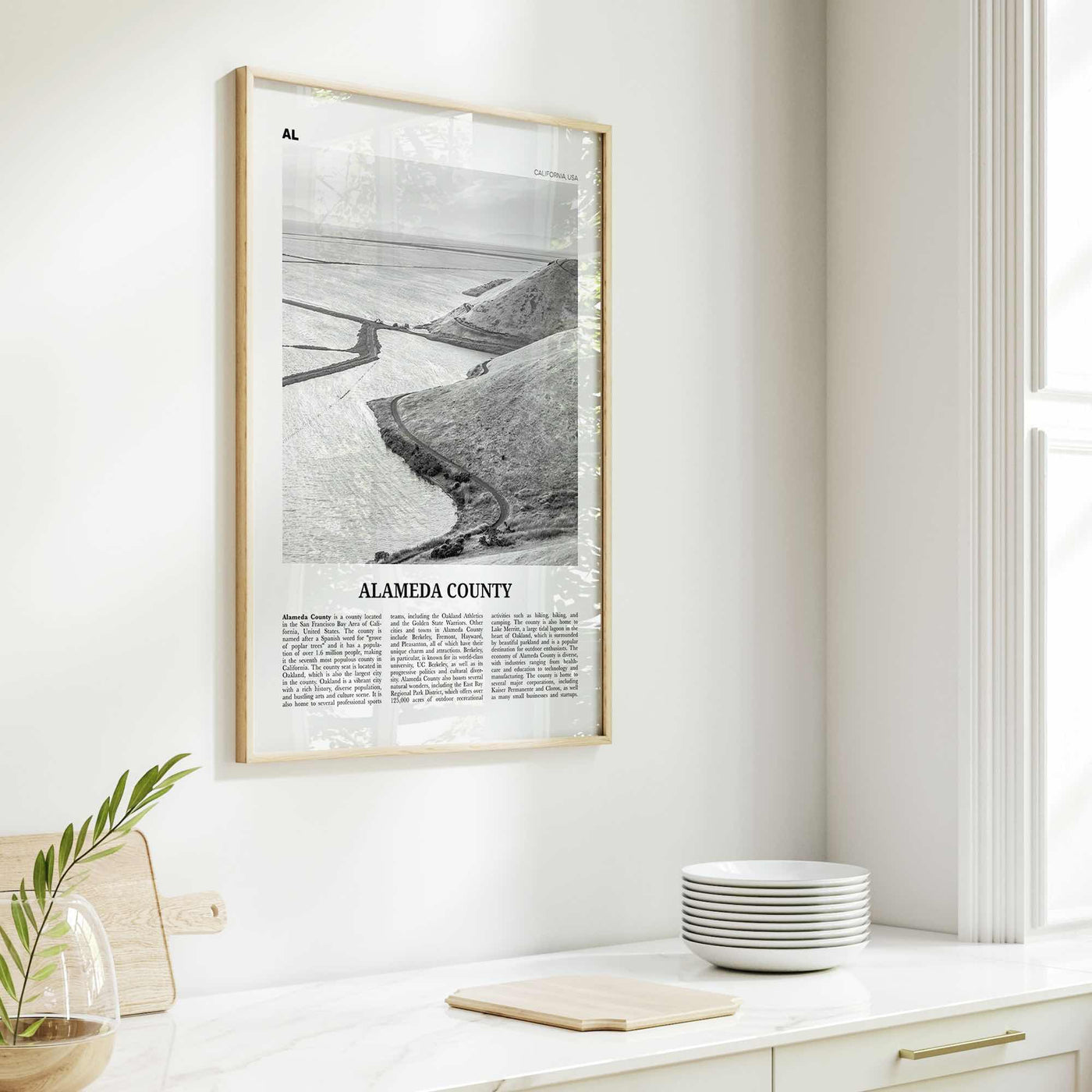 Alameda County Print Black and White, Alameda County Wall Art, Alameda County Poster, Alameda County Photo, Alameda Wall Décor, Alameda Map