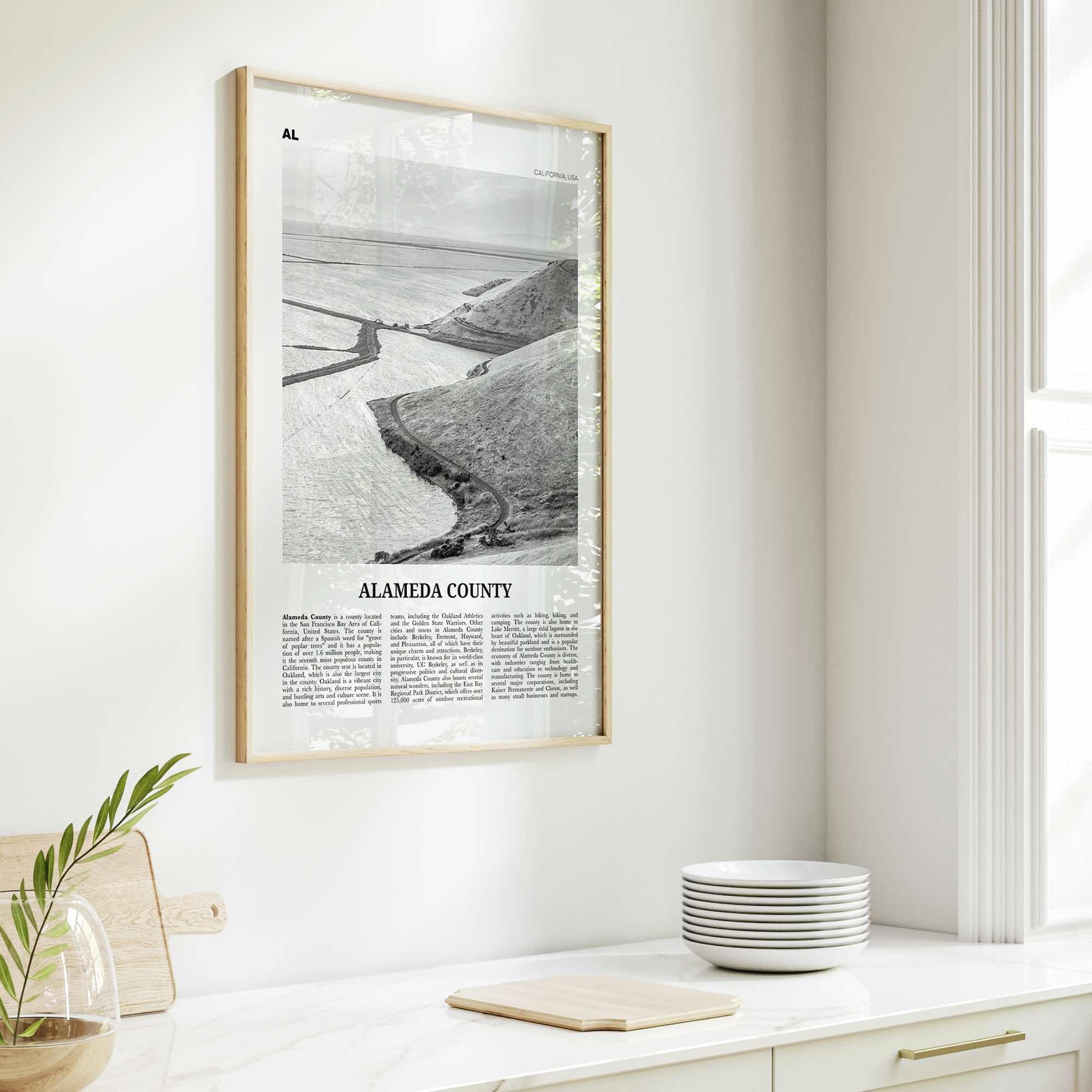 Alameda County Print Black and White, Alameda County Wall Art, Alameda County Poster, Alameda County Photo, Alameda Wall Décor, Alameda Map