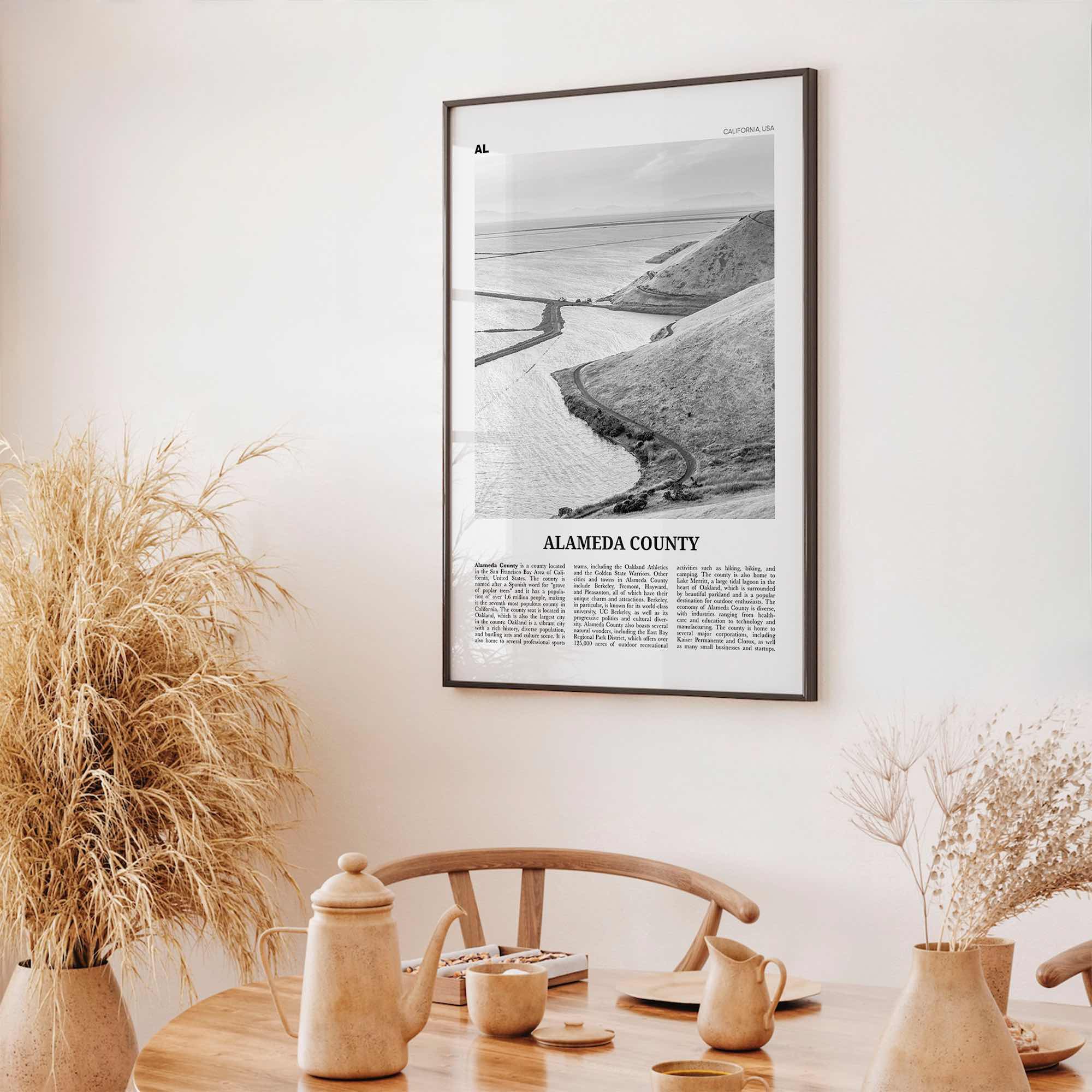 Alameda County Print Black and White, Alameda County Wall Art, Alameda County Poster, Alameda County Photo, Alameda Wall Décor, Alameda Map