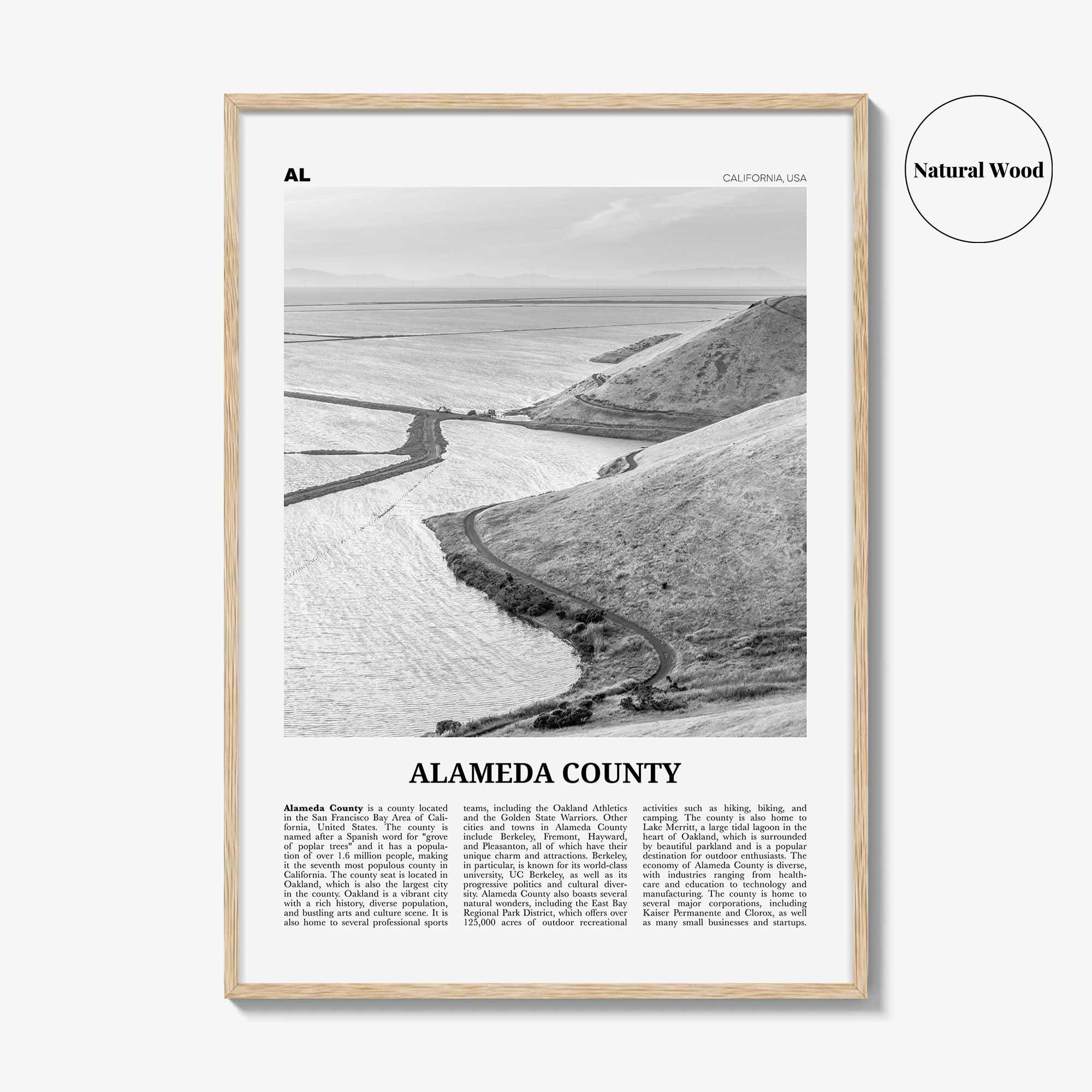Alameda County Print Black and White, Alameda County Wall Art, Alameda County Poster, Alameda County Photo, Alameda Wall Décor, Alameda Map