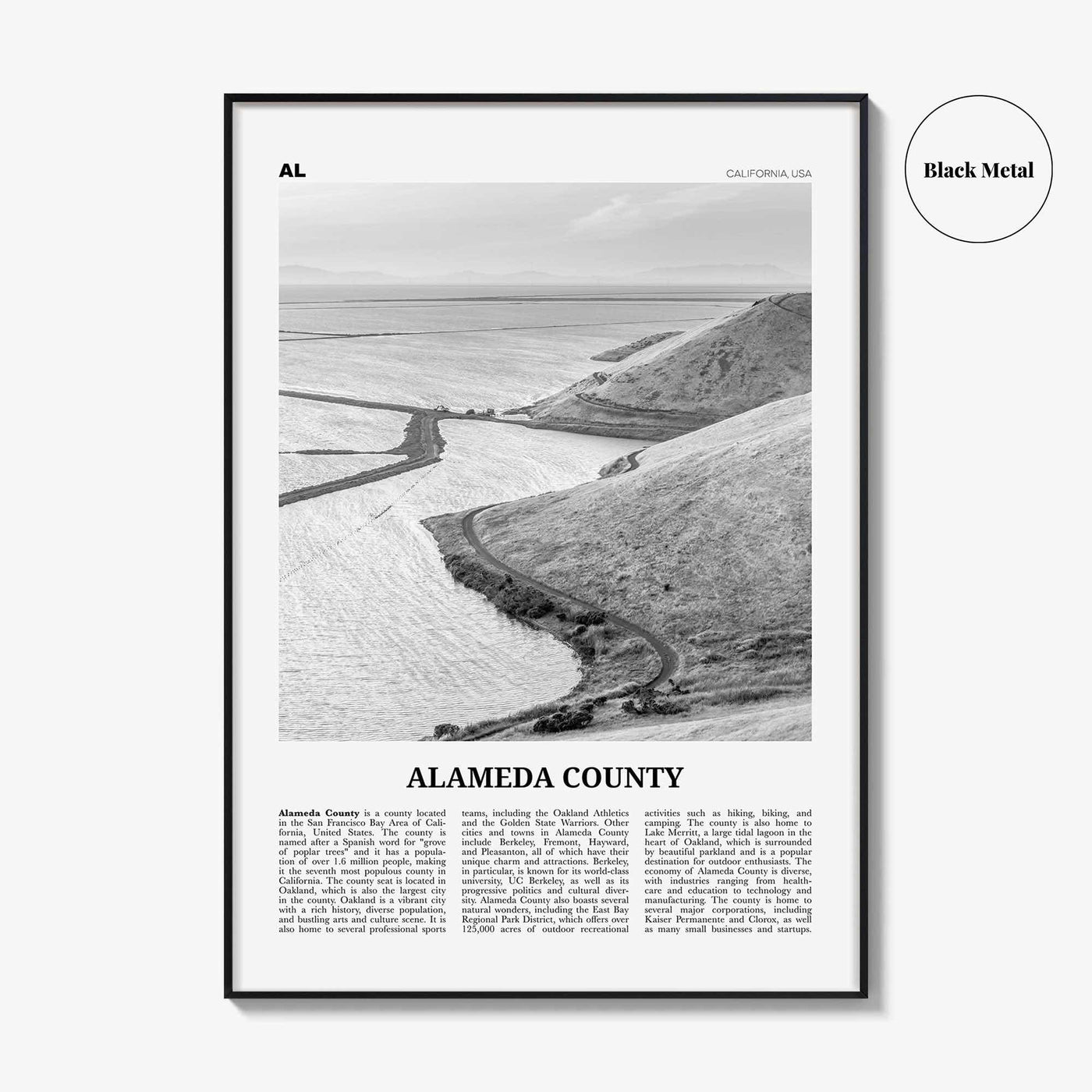 Alameda County Print Black and White, Alameda County Wall Art, Alameda County Poster, Alameda County Photo, Alameda Wall Décor, Alameda Map