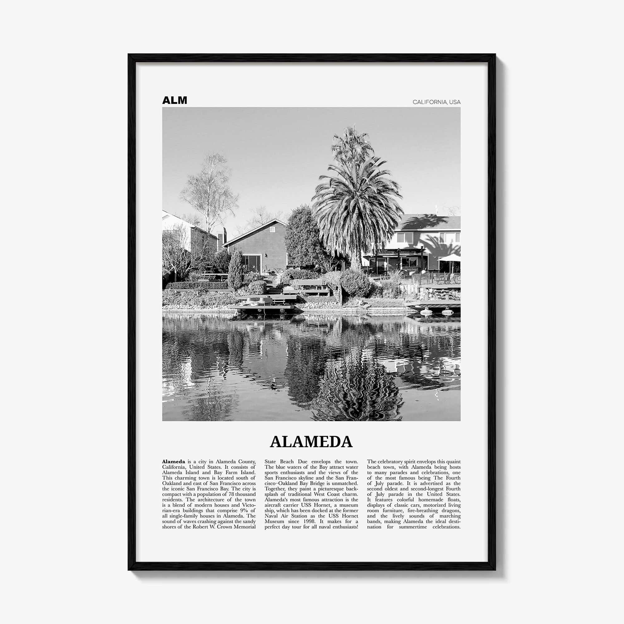 Alameda Print Black and White, Alameda Wall Art, Alameda Poster, Alameda Photo, Alameda Wall Décor, California, USA, United States