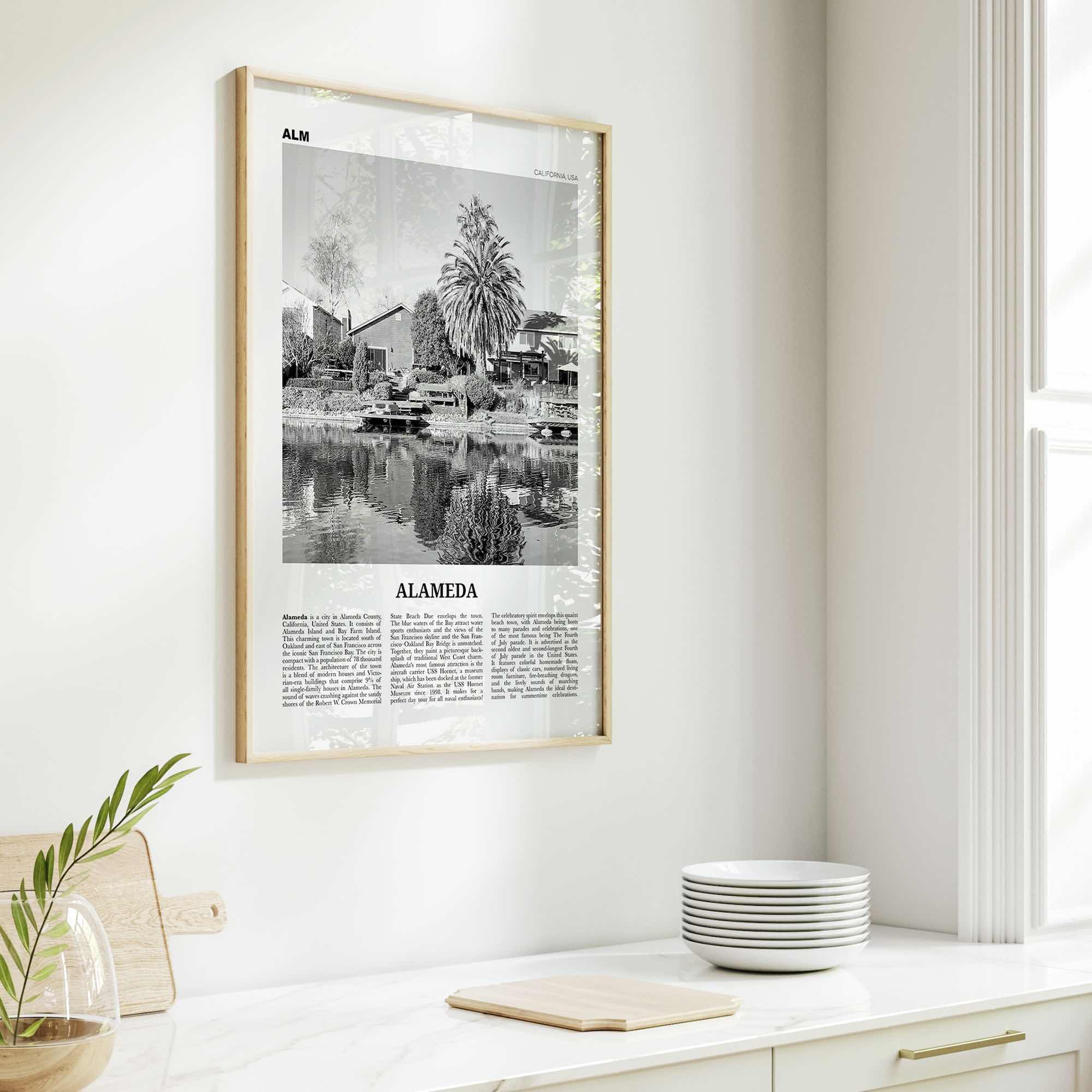Alameda Print Black and White, Alameda Wall Art, Alameda Poster, Alameda Photo, Alameda Wall Décor, California, USA, United States