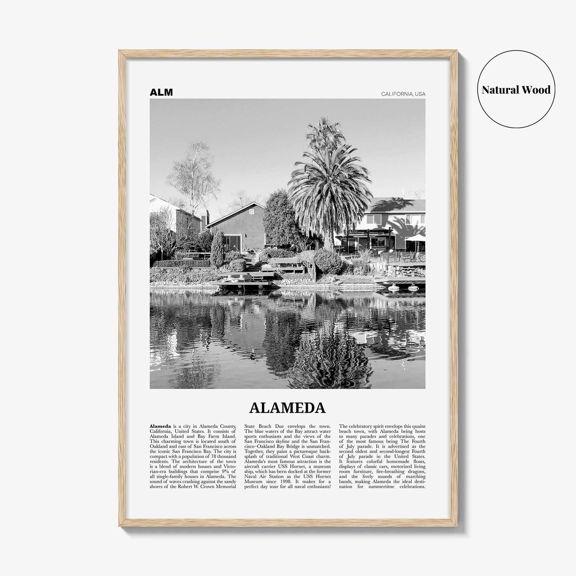 Alameda Print Black and White, Alameda Wall Art, Alameda Poster, Alameda Photo, Alameda Wall Décor, California, USA, United States