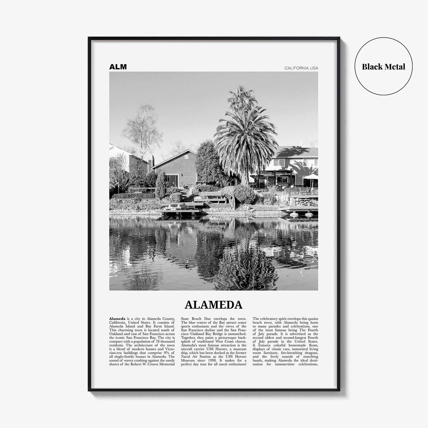 Alameda Print Black and White, Alameda Wall Art, Alameda Poster, Alameda Photo, Alameda Wall Décor, California, USA, United States