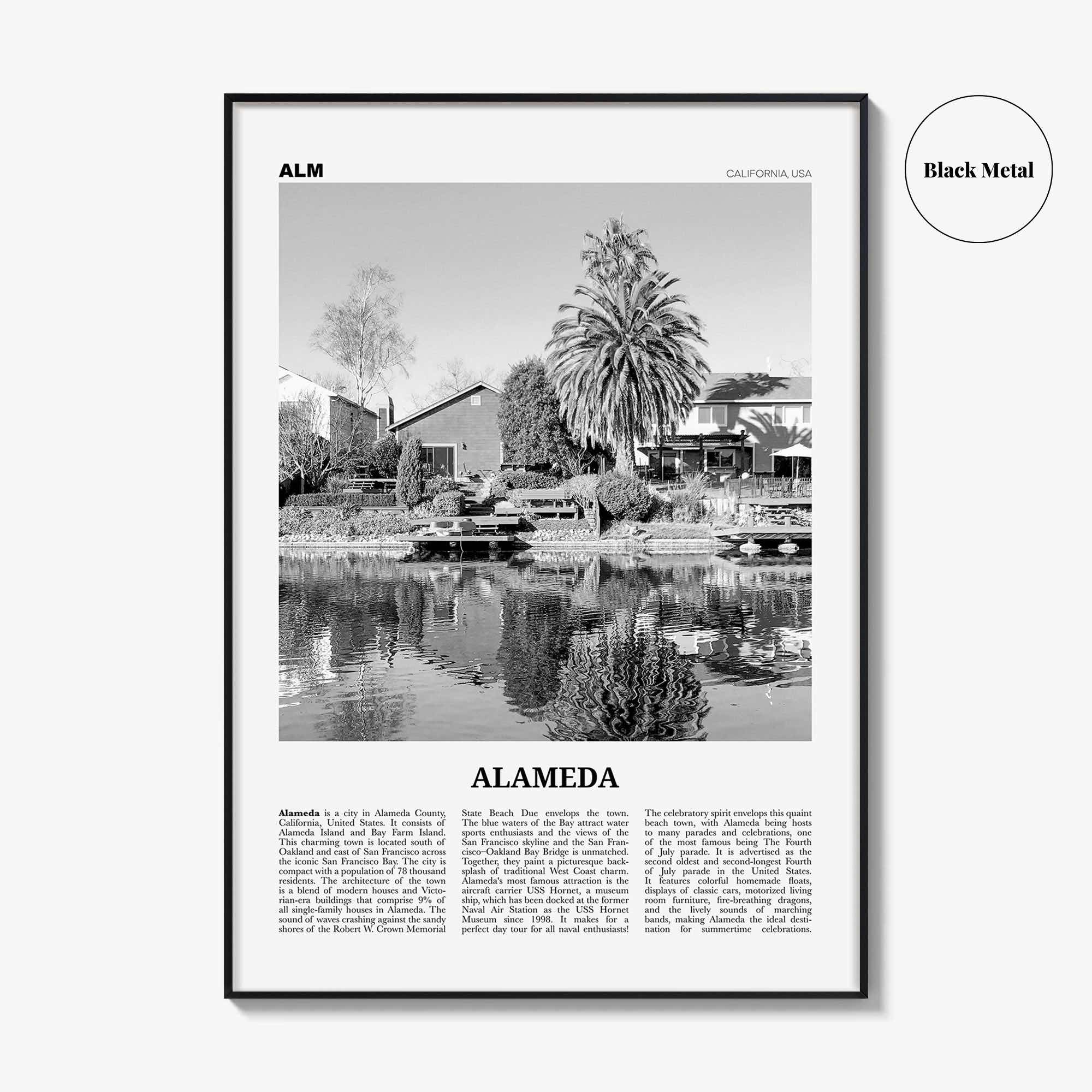 Alameda Print Black and White, Alameda Wall Art, Alameda Poster, Alameda Photo, Alameda Wall Décor, California, USA, United States