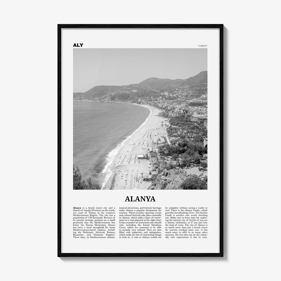 Alanya Print Black and White, Alanya Wall Art, Alanya Poster, Alanya Photo, Alanya Wall Décor, Turkey, Europe, Alaiye, Türkiye, Turkish