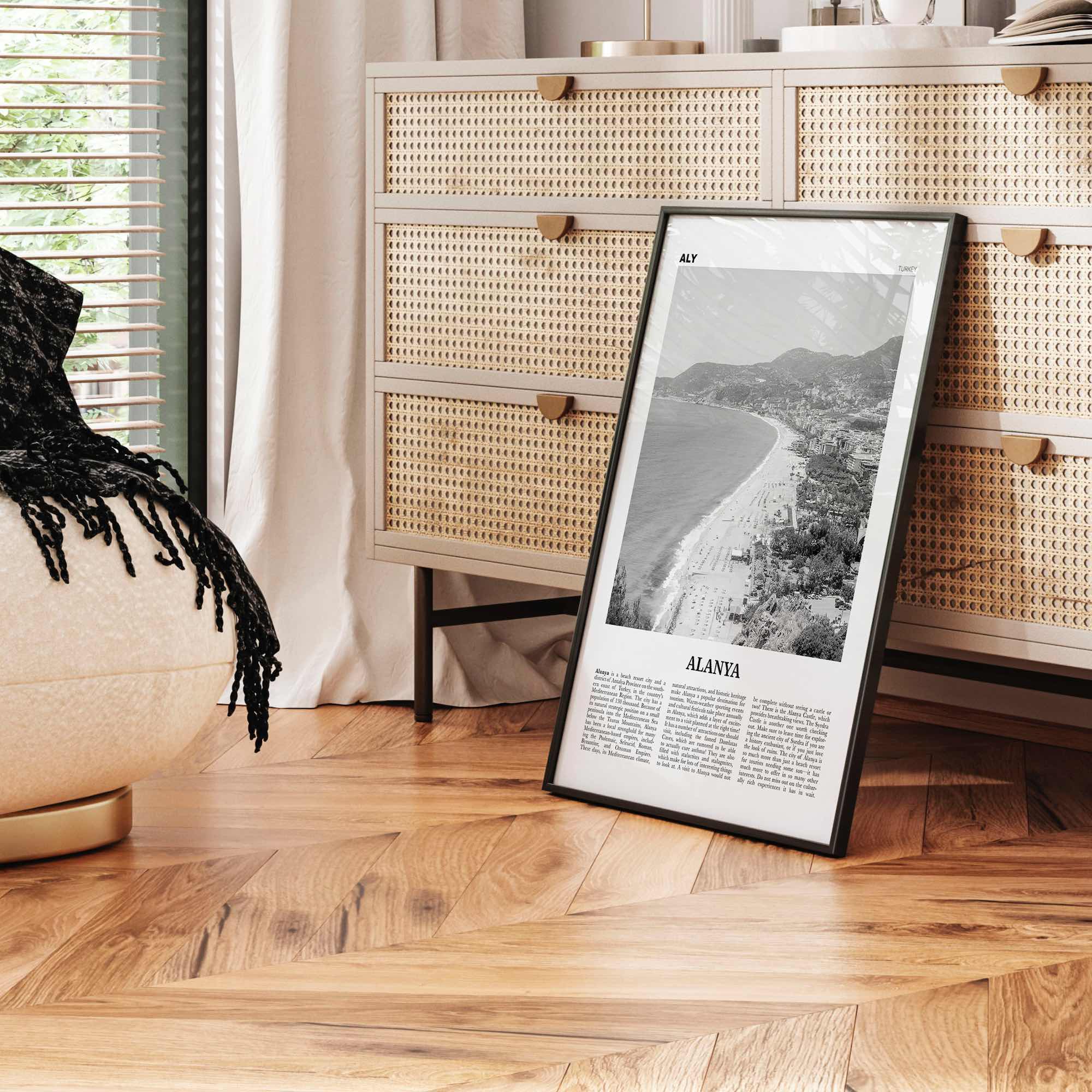 Alanya Print Black and White, Alanya Wall Art, Alanya Poster, Alanya Photo, Alanya Wall Décor, Turkey, Europe, Alaiye, Türkiye, Turkish