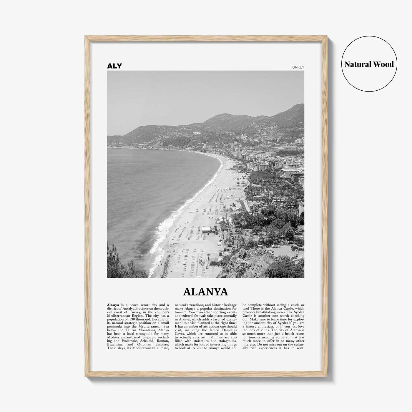 Alanya Print Black and White, Alanya Wall Art, Alanya Poster, Alanya Photo, Alanya Wall Décor, Turkey, Europe, Alaiye, Türkiye, Turkish