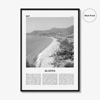Alanya Print Black and White, Alanya Wall Art, Alanya Poster, Alanya Photo, Alanya Wall Décor, Turkey, Europe, Alaiye, Türkiye, Turkish